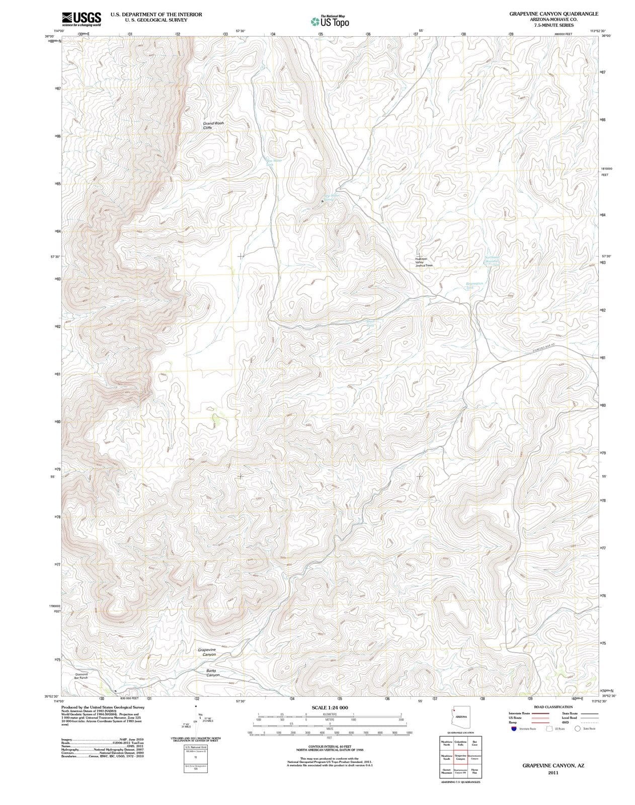 2011 Grapevine Canyon, AZ - Arizona - USGS Topographic Map