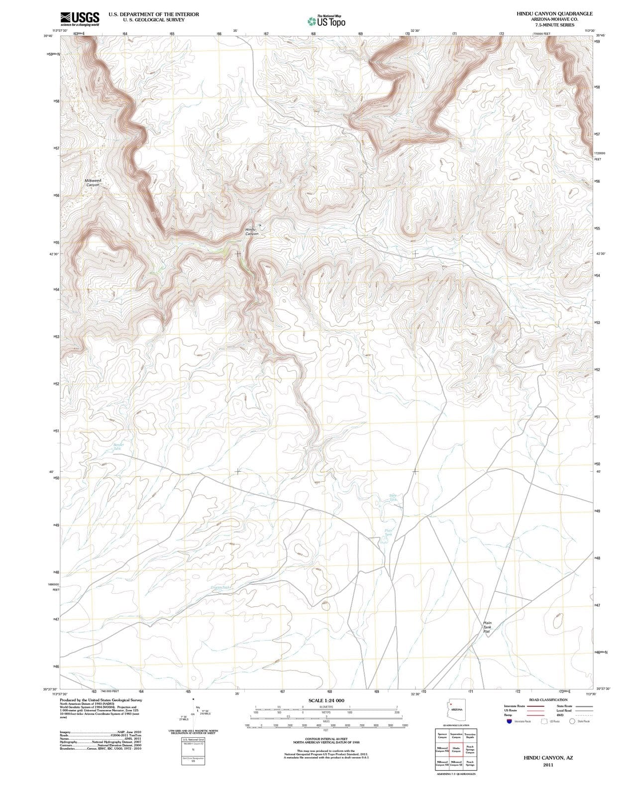 2011 Hindu Canyon, AZ - Arizona - USGS Topographic Map
