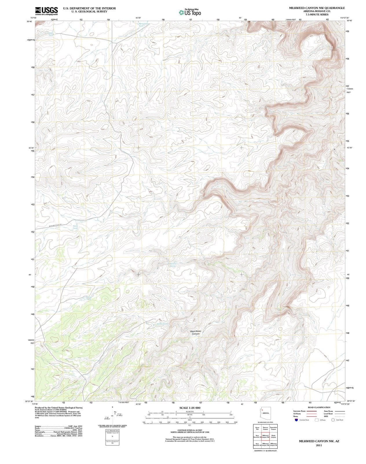 2011 Milkweed Canyon, AZ - Arizona - USGS Topographic Map