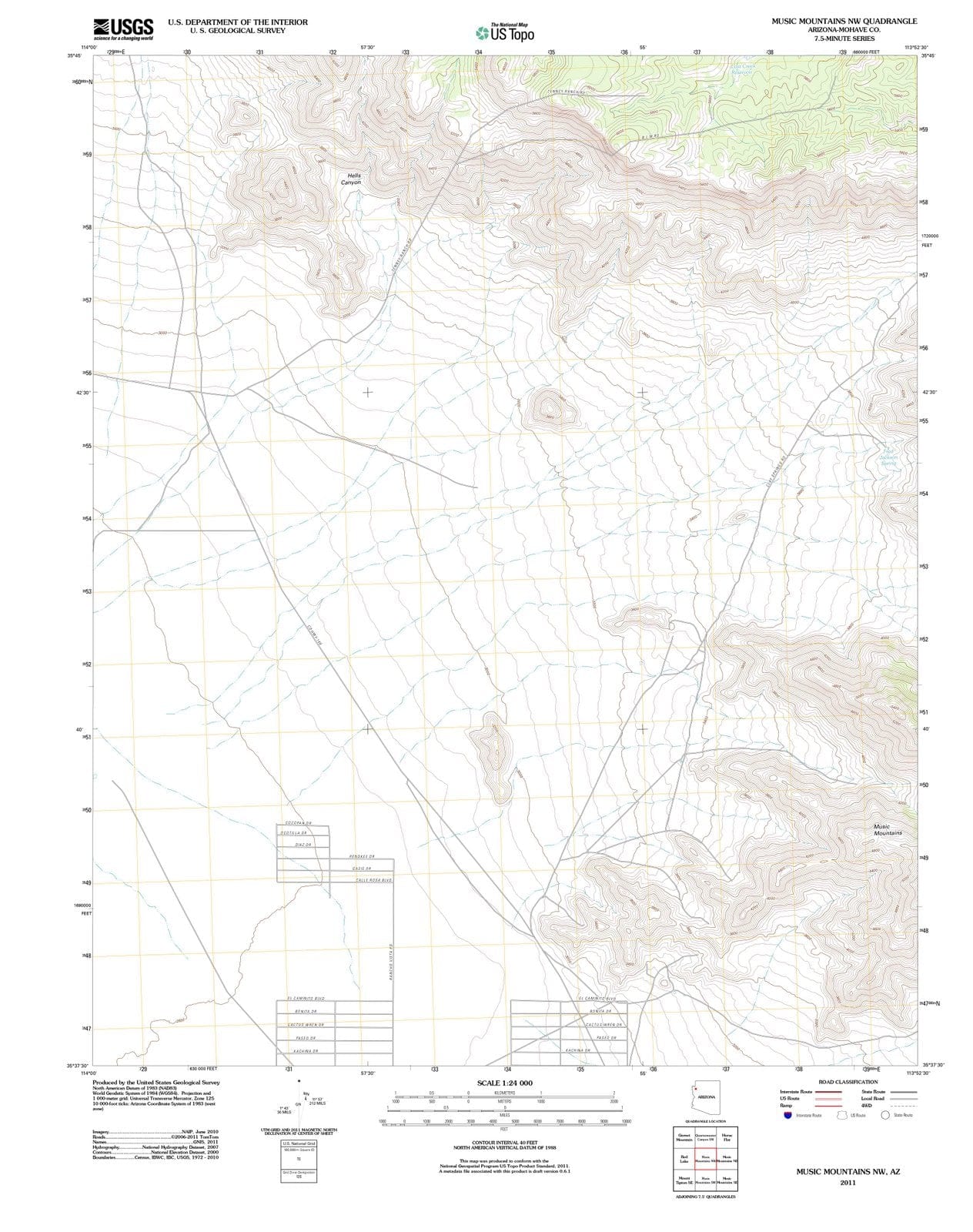 2011 Music Mountains, AZ - Arizona - USGS Topographic Map v2