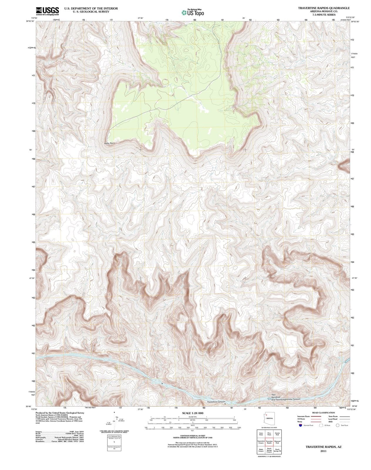 2011 Travertine Rapids, AZ - Arizona - USGS Topographic Map