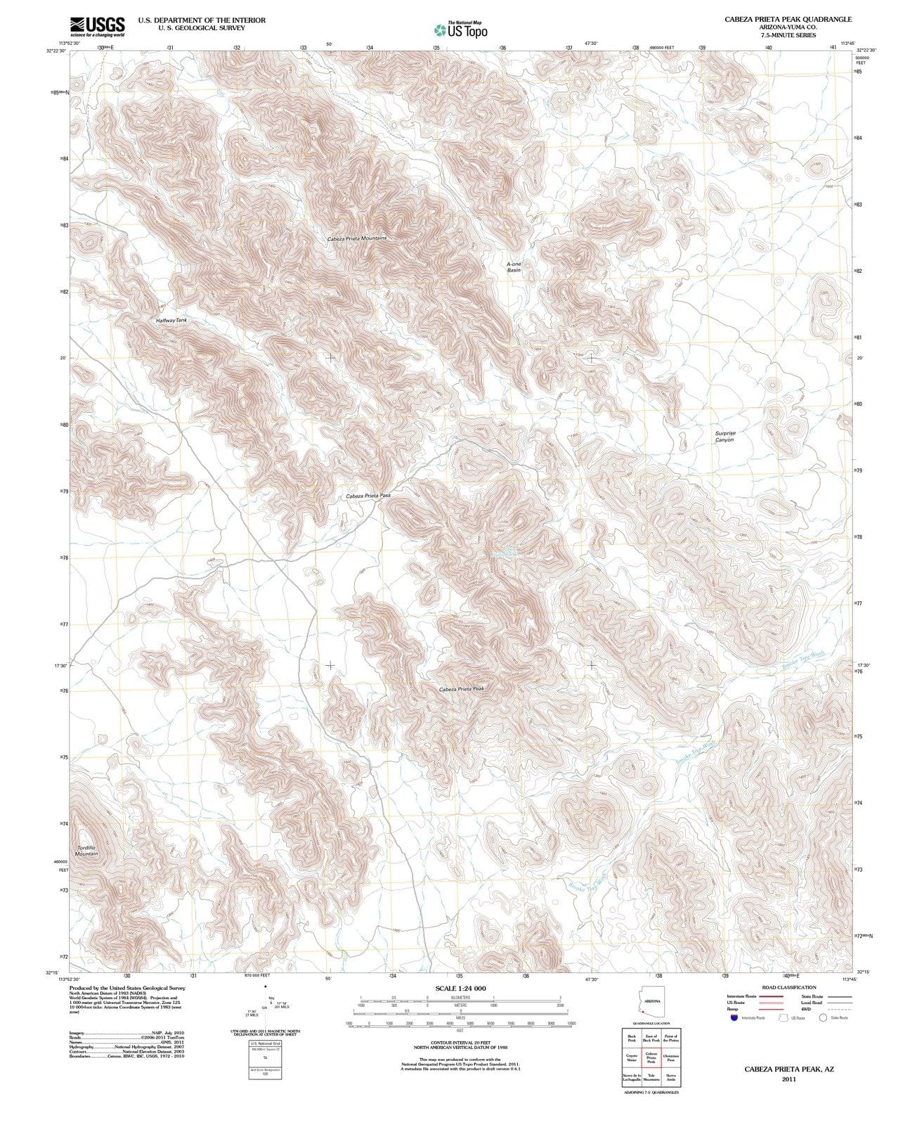 2011 Cabeza Prieta Peak, AZ - Arizona - USGS Topographic Map