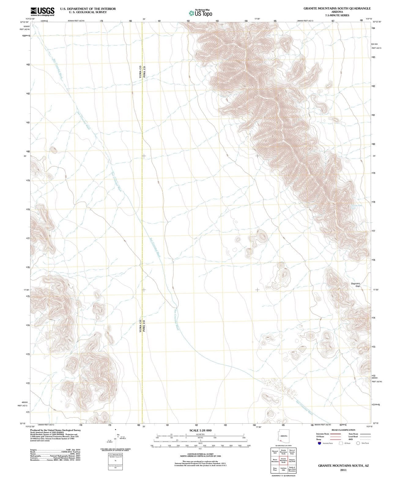 2011 Granite Mountains South, AZ - Arizona - USGS Topographic Map