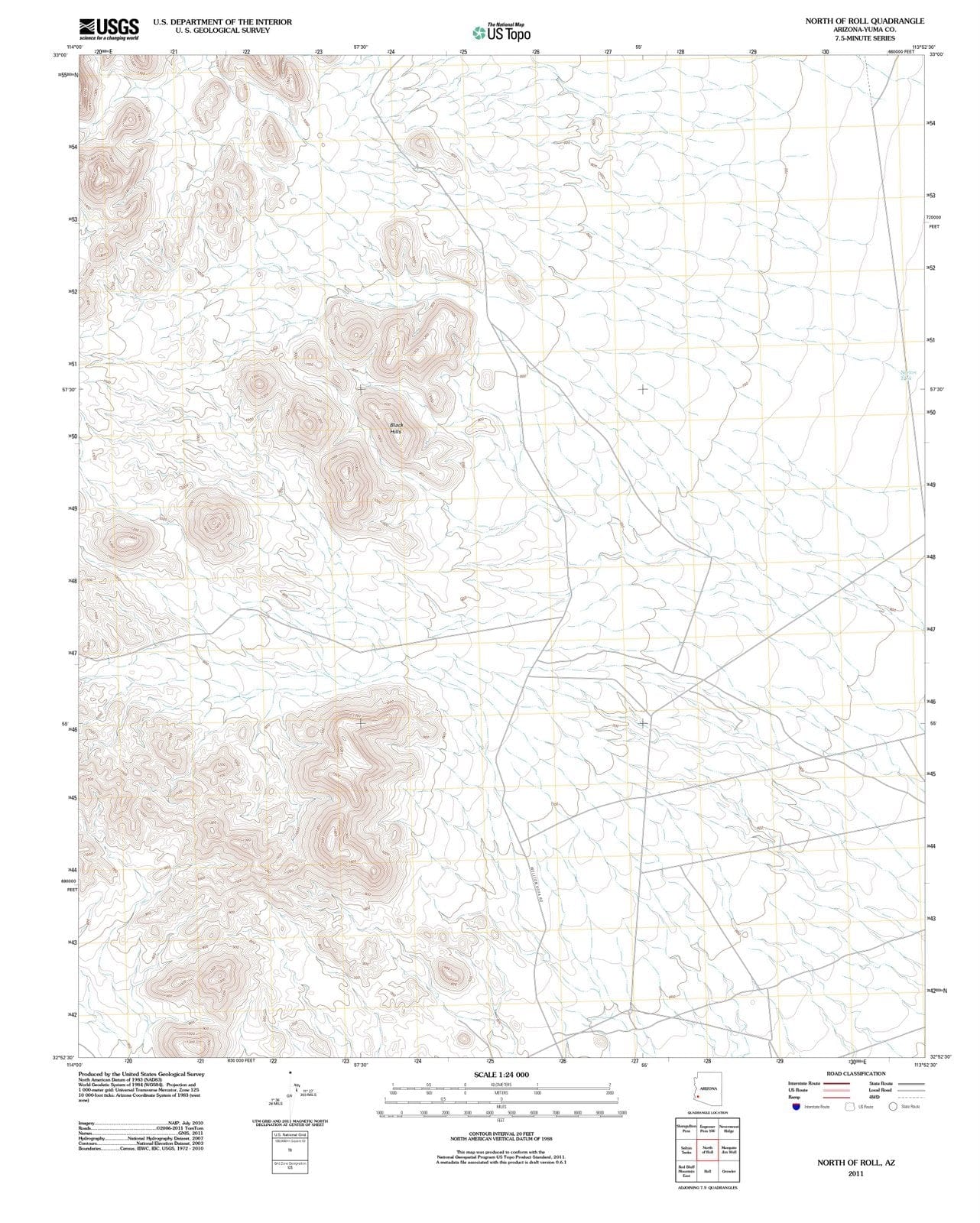 2011 North of Roll, AZ - Arizona - USGS Topographic Map