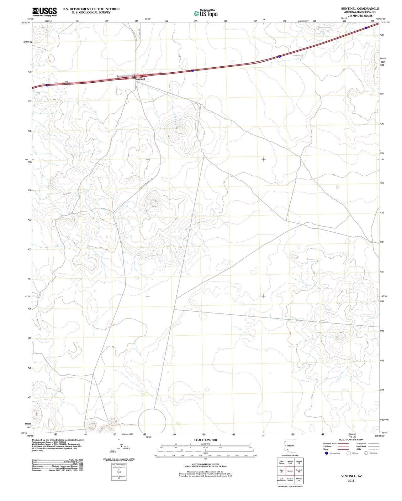 2011 Sentinel, AZ - Arizona - USGS Topographic Map