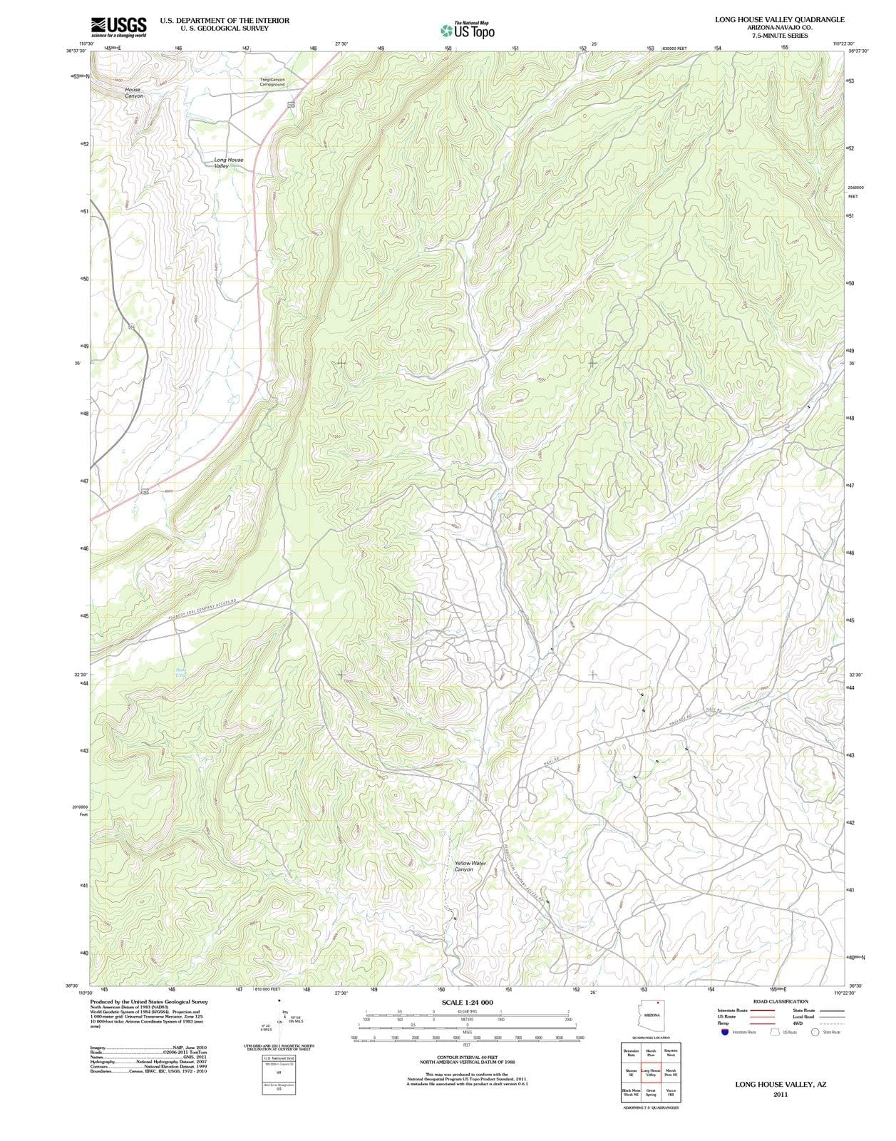 2011 Long House Valley, AZ - Arizona - USGS Topographic Map