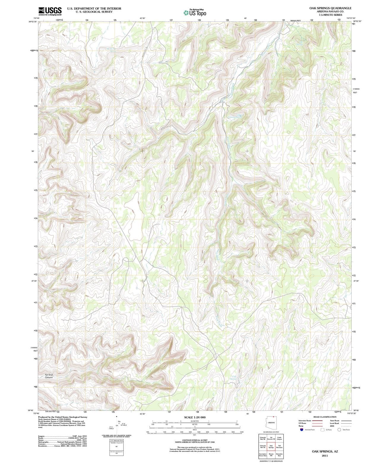 2011 Oak Springs, AZ - Arizona - USGS Topographic Map
