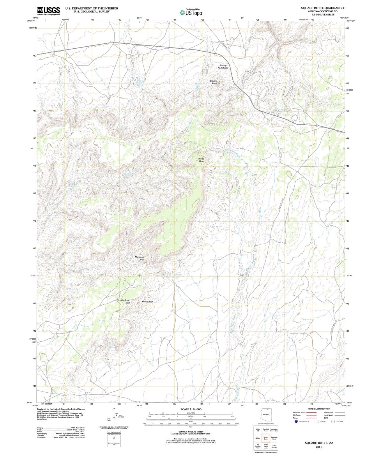 2011 Square Butte, AZ - Arizona - USGS Topographic Map