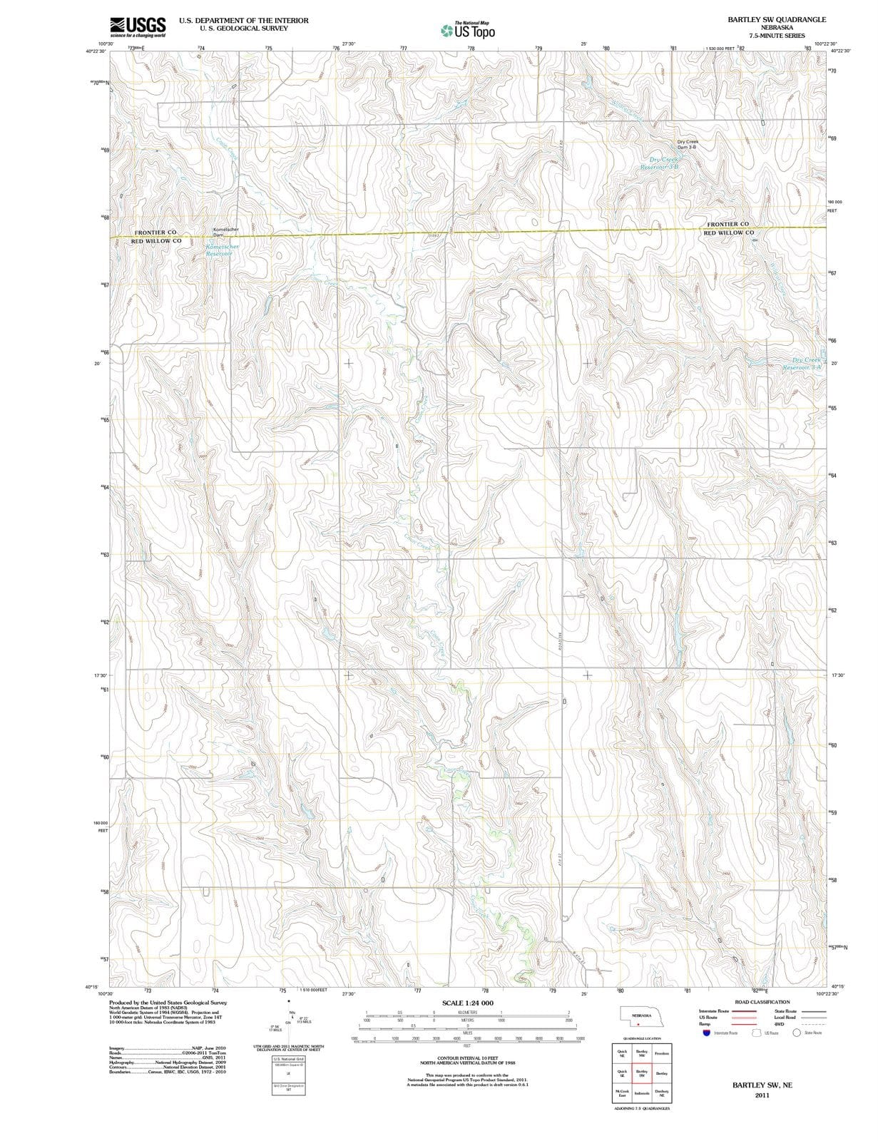 2011 Bartley, NE - Nebraska - USGS Topographic Map v2