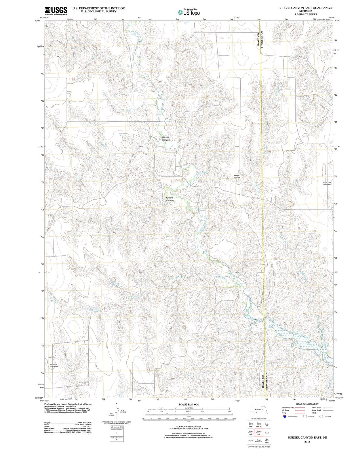 2011 Burger Canyon East, NE - Nebraska - USGS Topographic Map