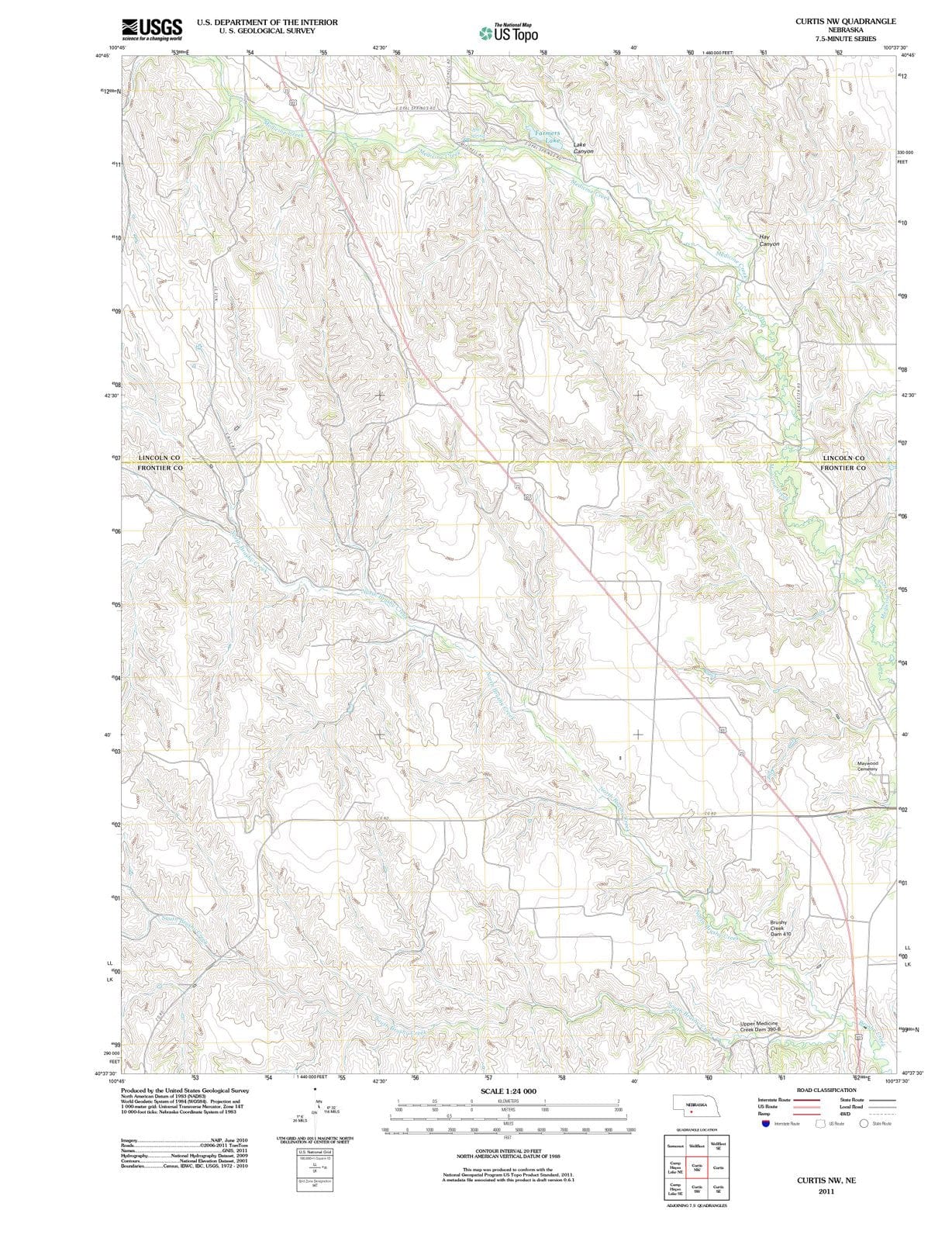 2011 Curtis, NE - Nebraska - USGS Topographic Map v2