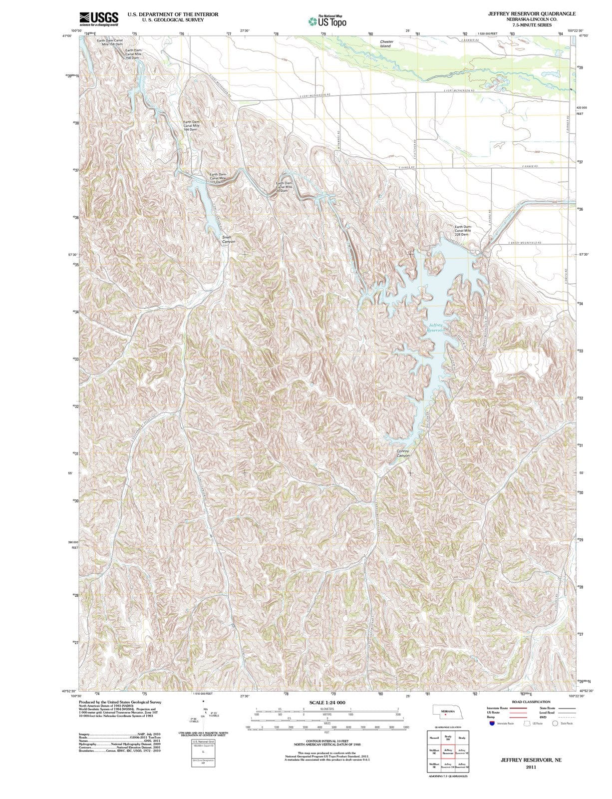 2011 Jeffrey Reservoir, NE - Nebraska - USGS Topographic Map