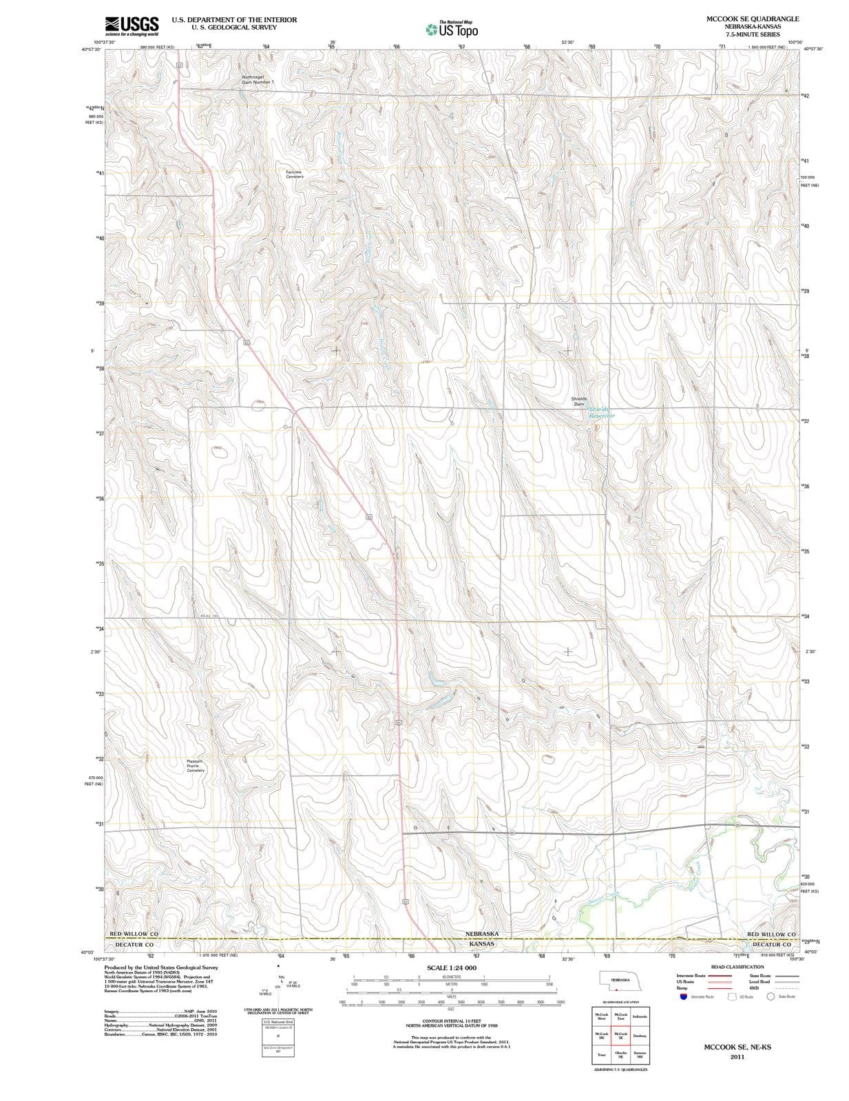 2011 McCook, NE - Nebraska - USGS Topographic Map