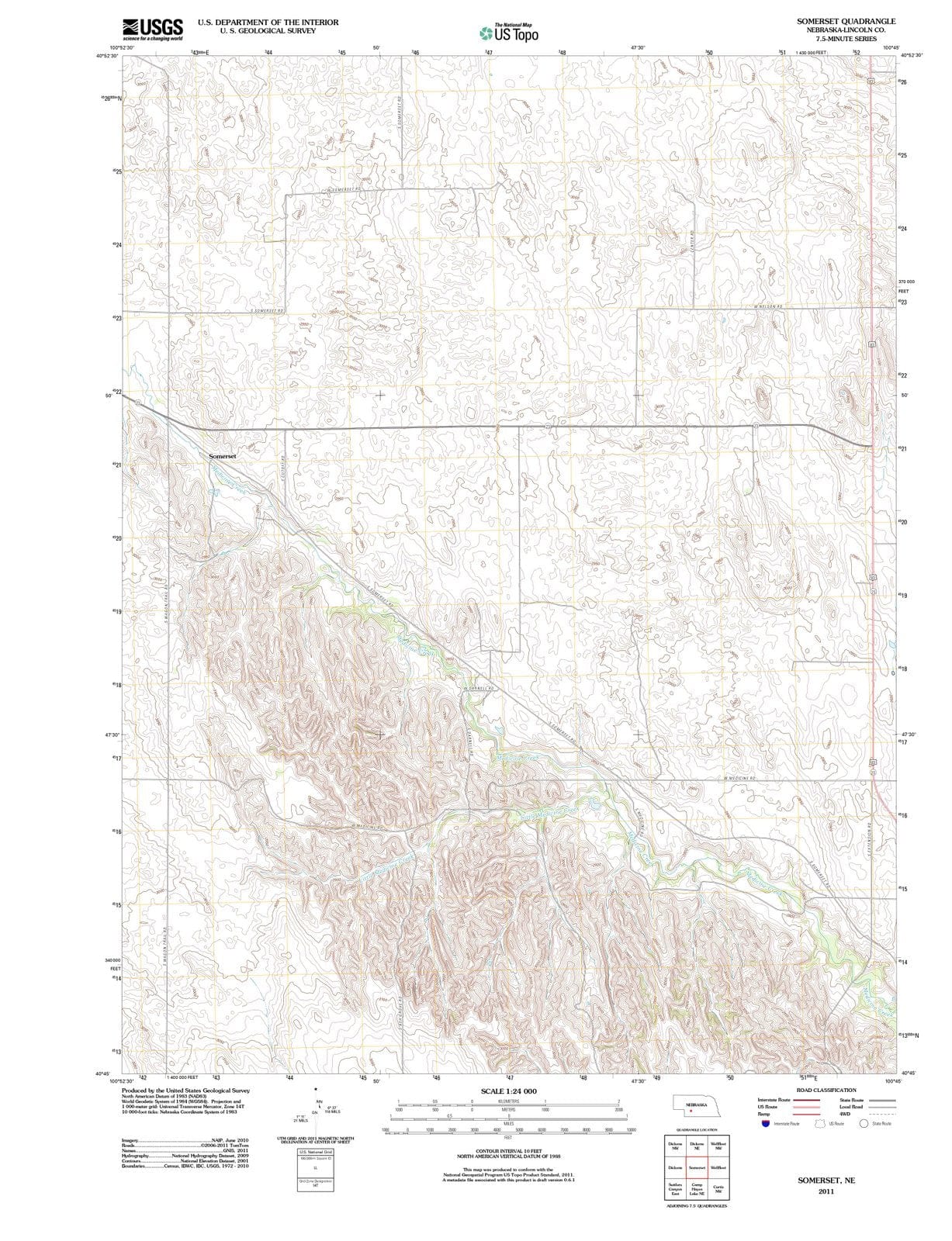2011 Somerset, NE - Nebraska - USGS Topographic Map