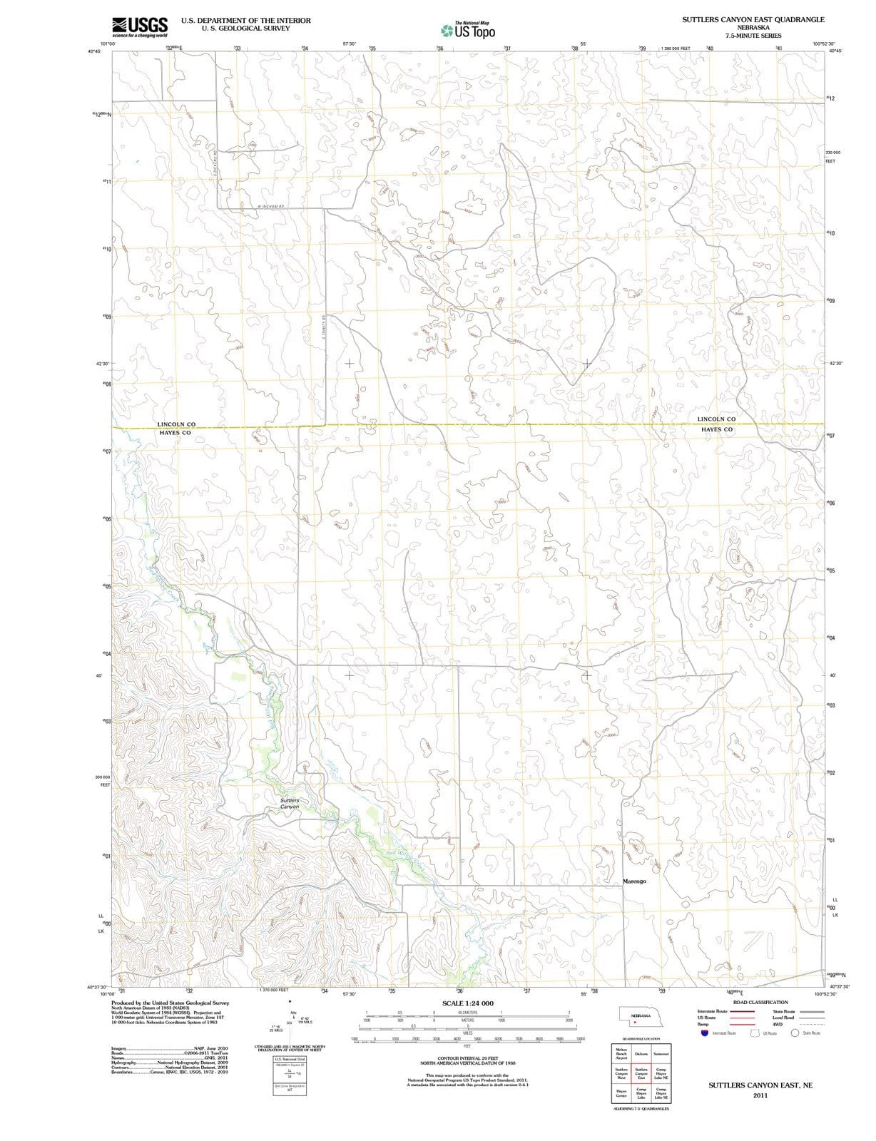 2011 Suttlers Canyon East, NE - Nebraska - USGS Topographic Map