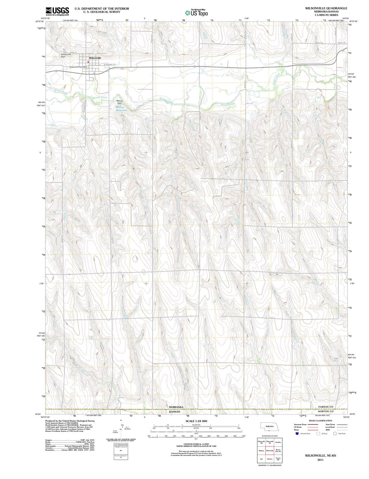 2011 Wilsonville, NE - Nebraska - USGS Topographic Map