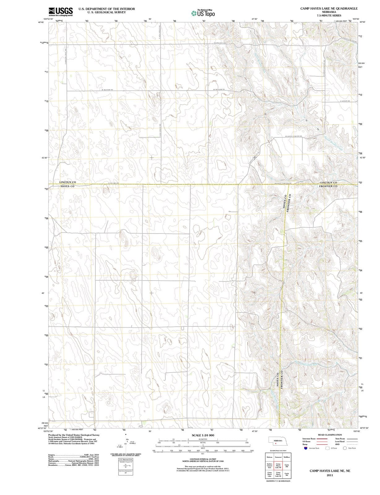 2011 Camp Hayes Lake, NE - Nebraska - USGS Topographic Map v3