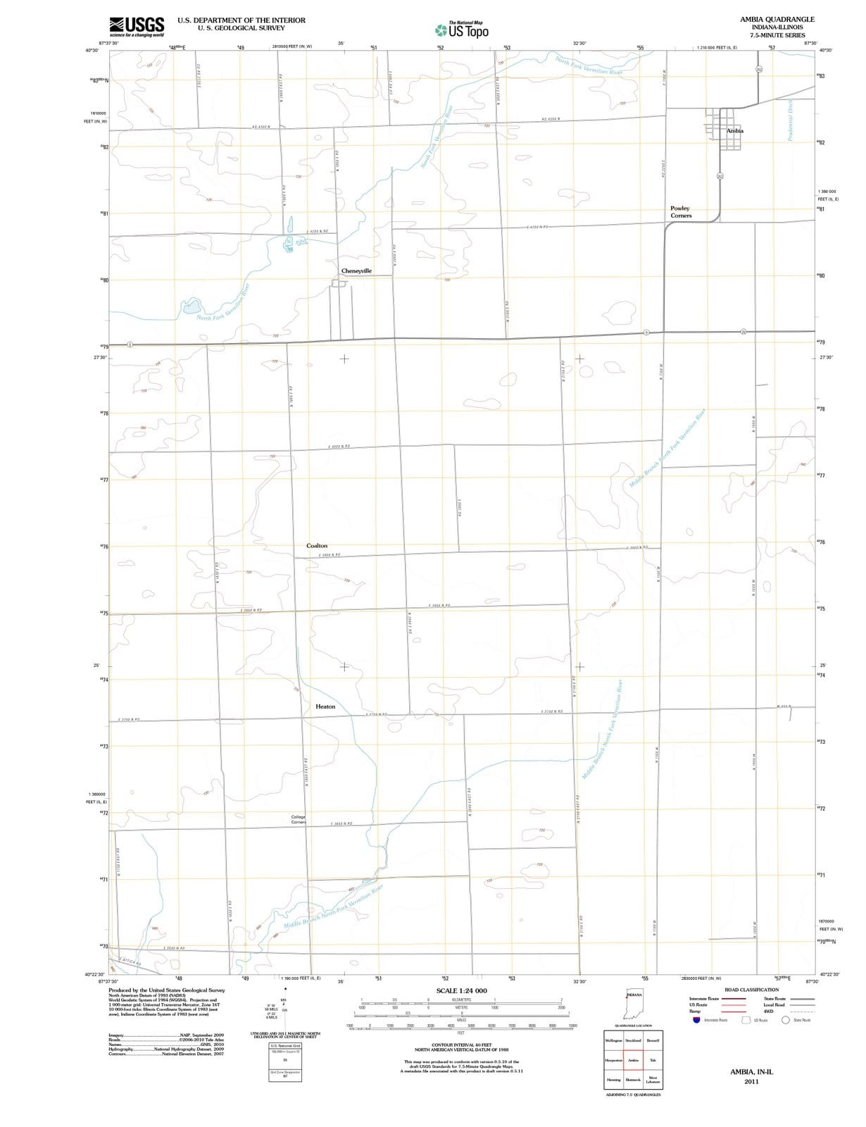 2011 Ambia, in - Indiana - USGS Topographic Map