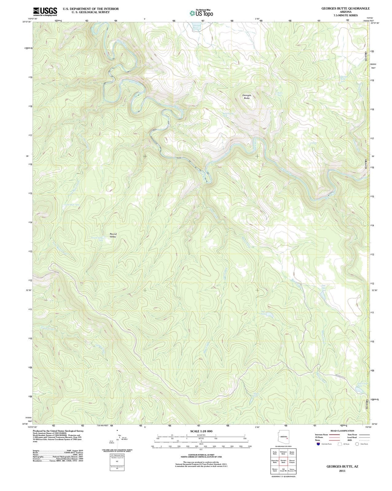 2011 Georges Butte, AZ - Arizona - USGS Topographic Map