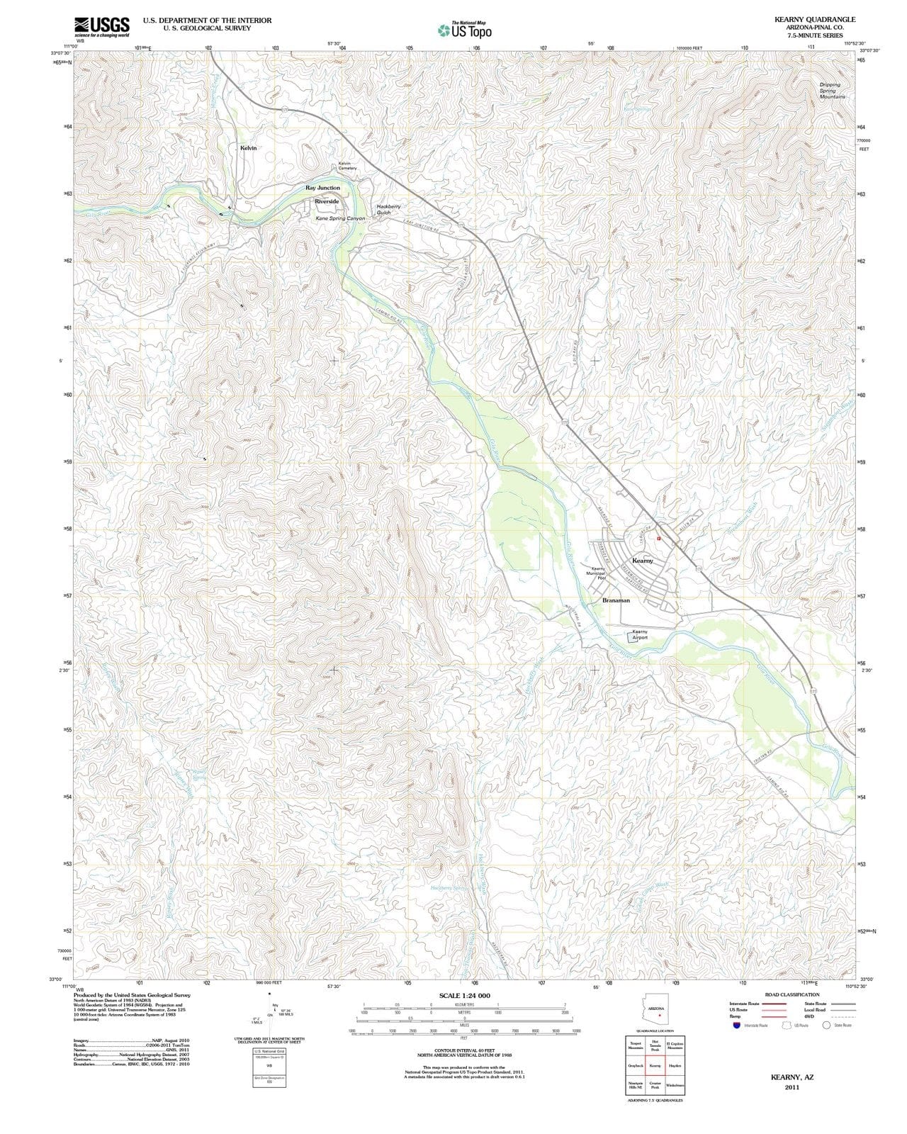 2011 Kearny, AZ - Arizona - USGS Topographic Map