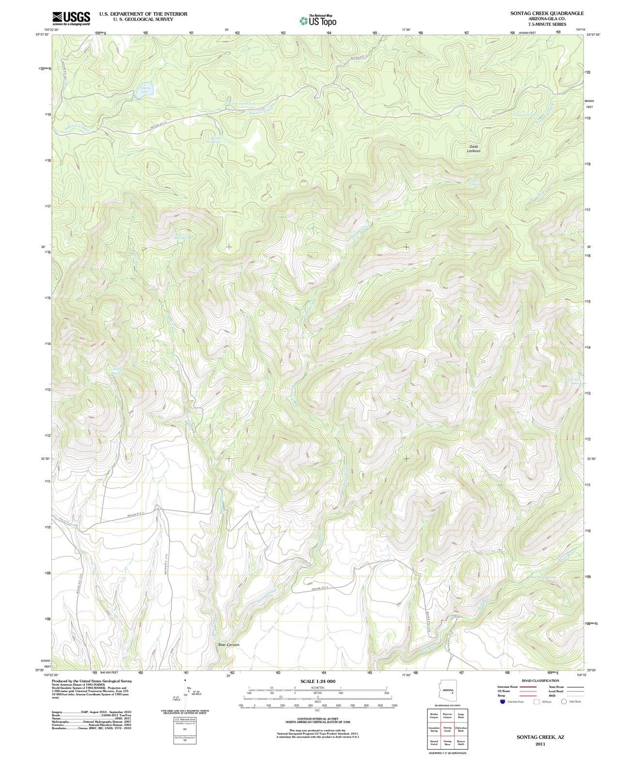 2011 Sontag Creek, AZ - Arizona - USGS Topographic Map