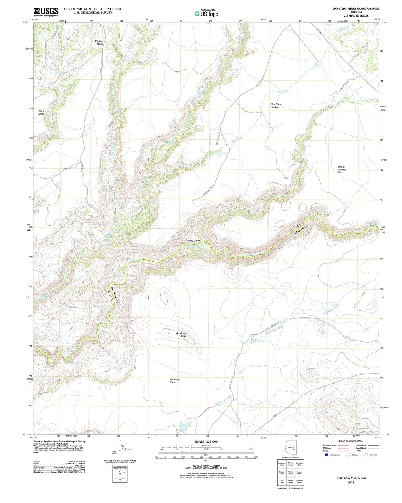 2011 Sontag Mesa, AZ - Arizona - USGS Topographic Map