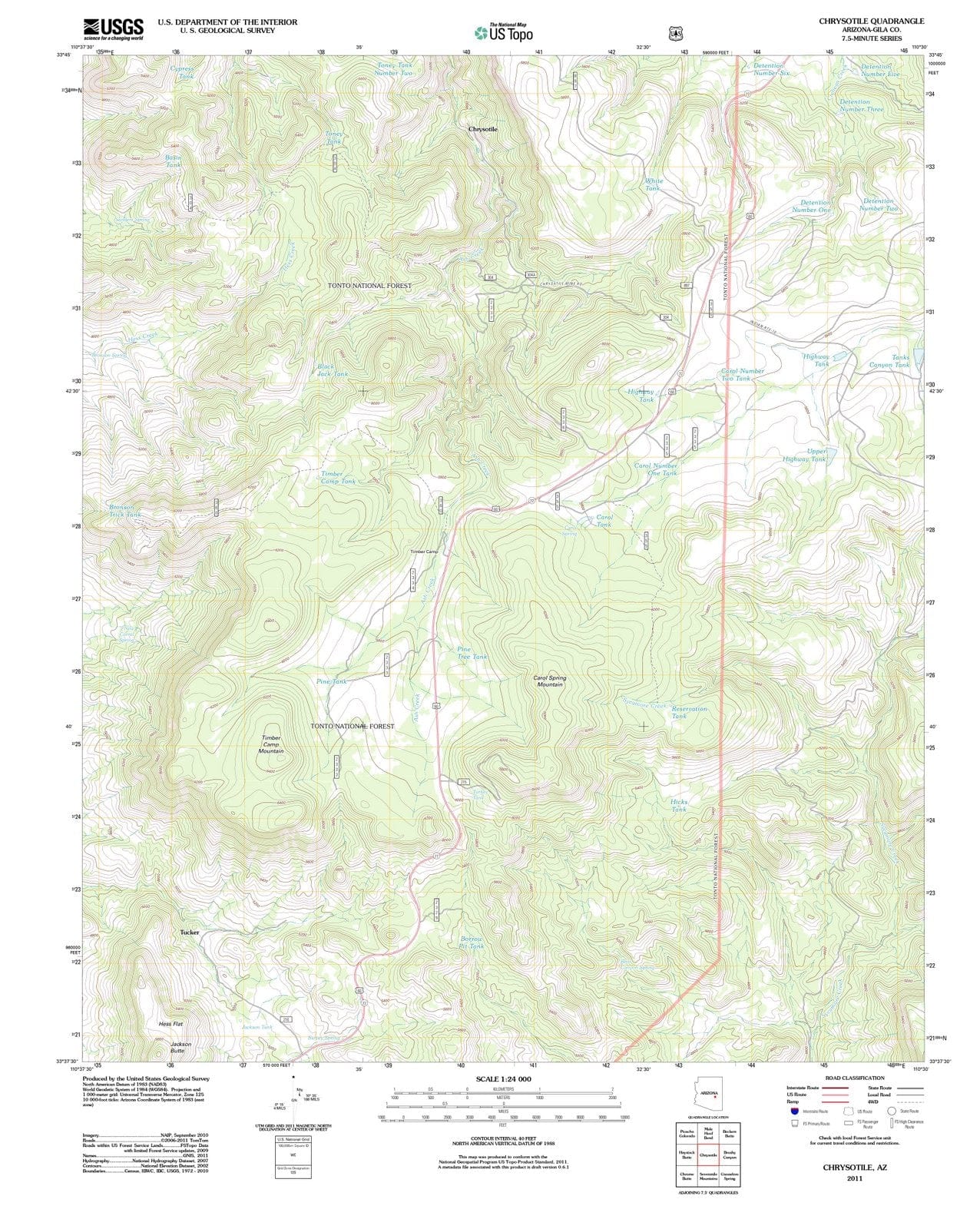 2011 Chrysotile, AZ - Arizona - USGS Topographic Map