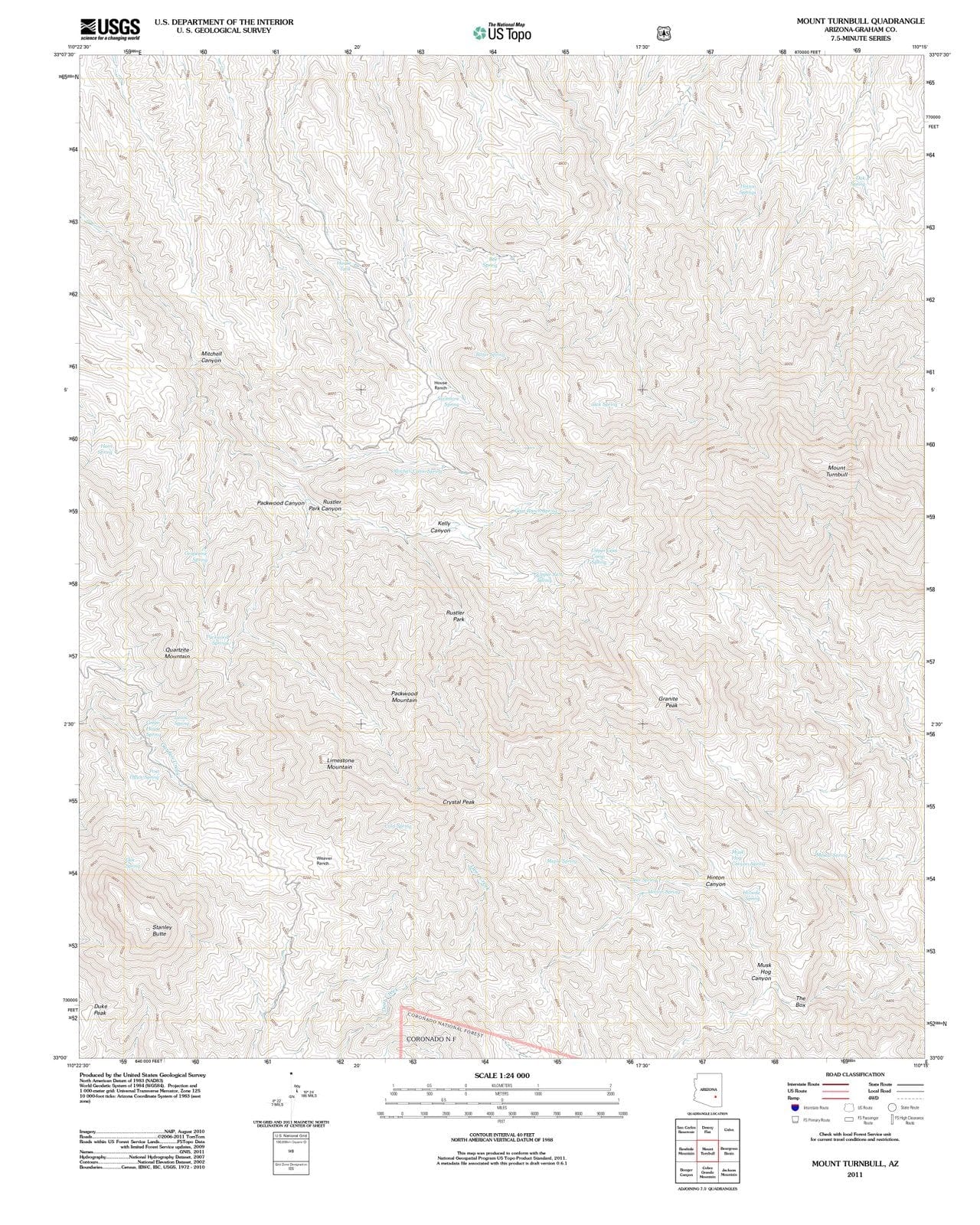 2011 Mount Turnbull, AZ - Arizona - USGS Topographic Map