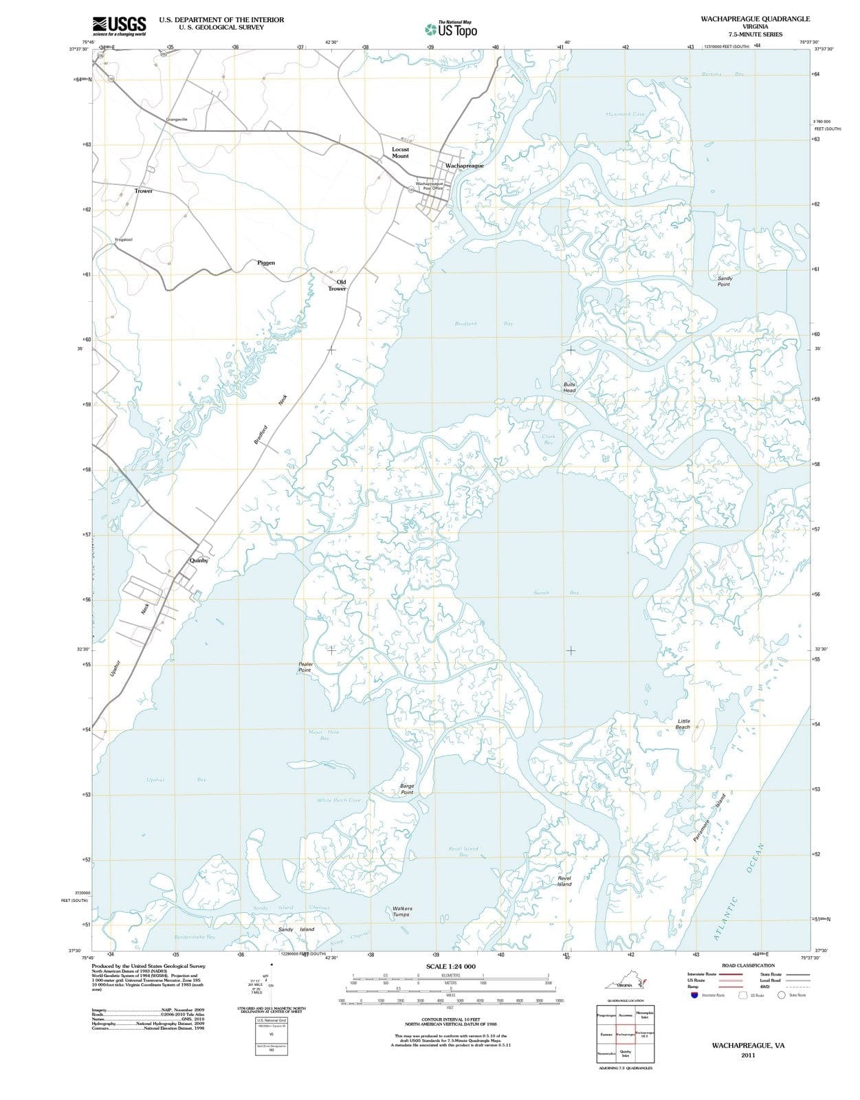 2011 Wachapreague, VA - Virginia - USGS Topographic Map