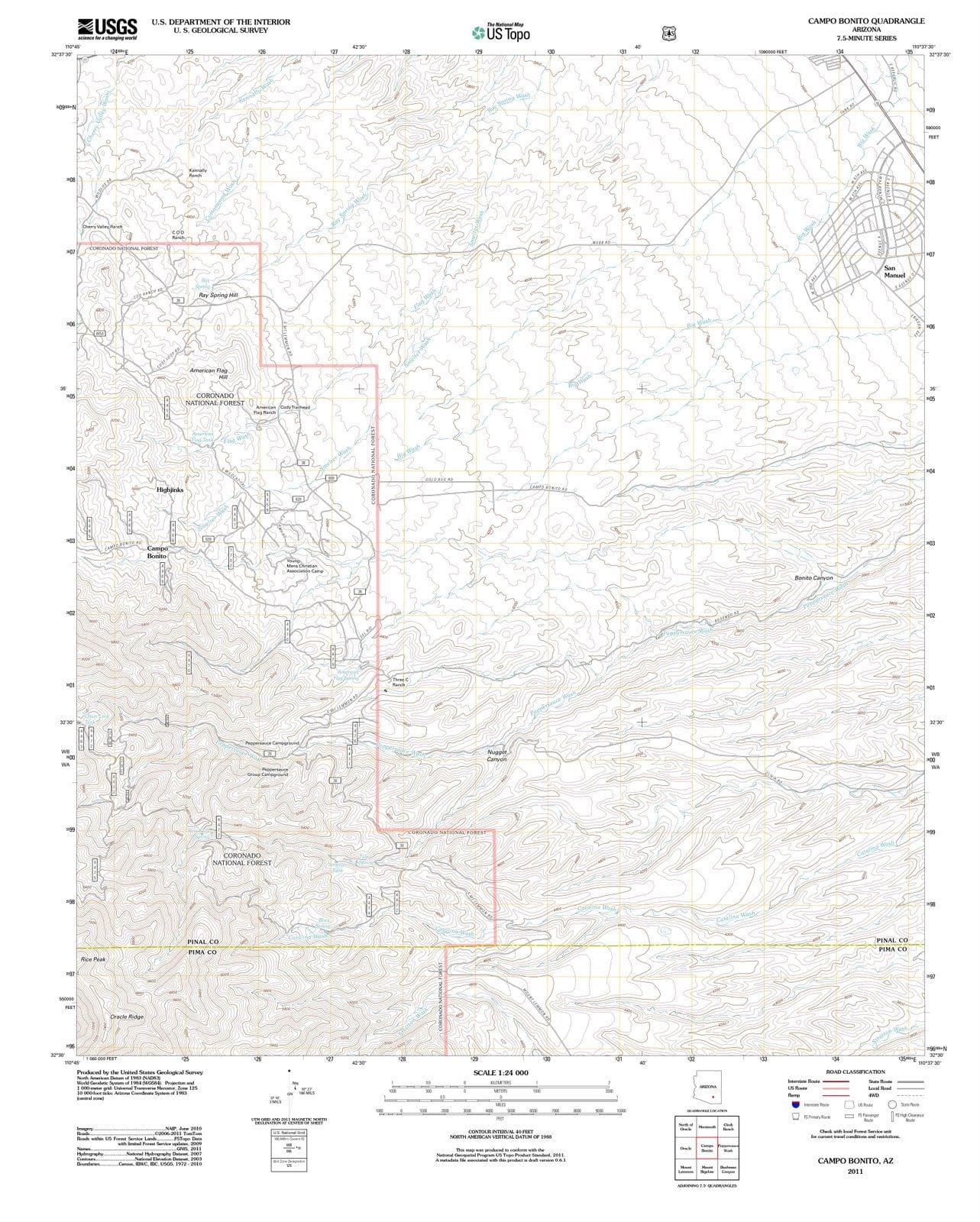 2011 Campo Bonito, AZ - Arizona - USGS Topographic Map