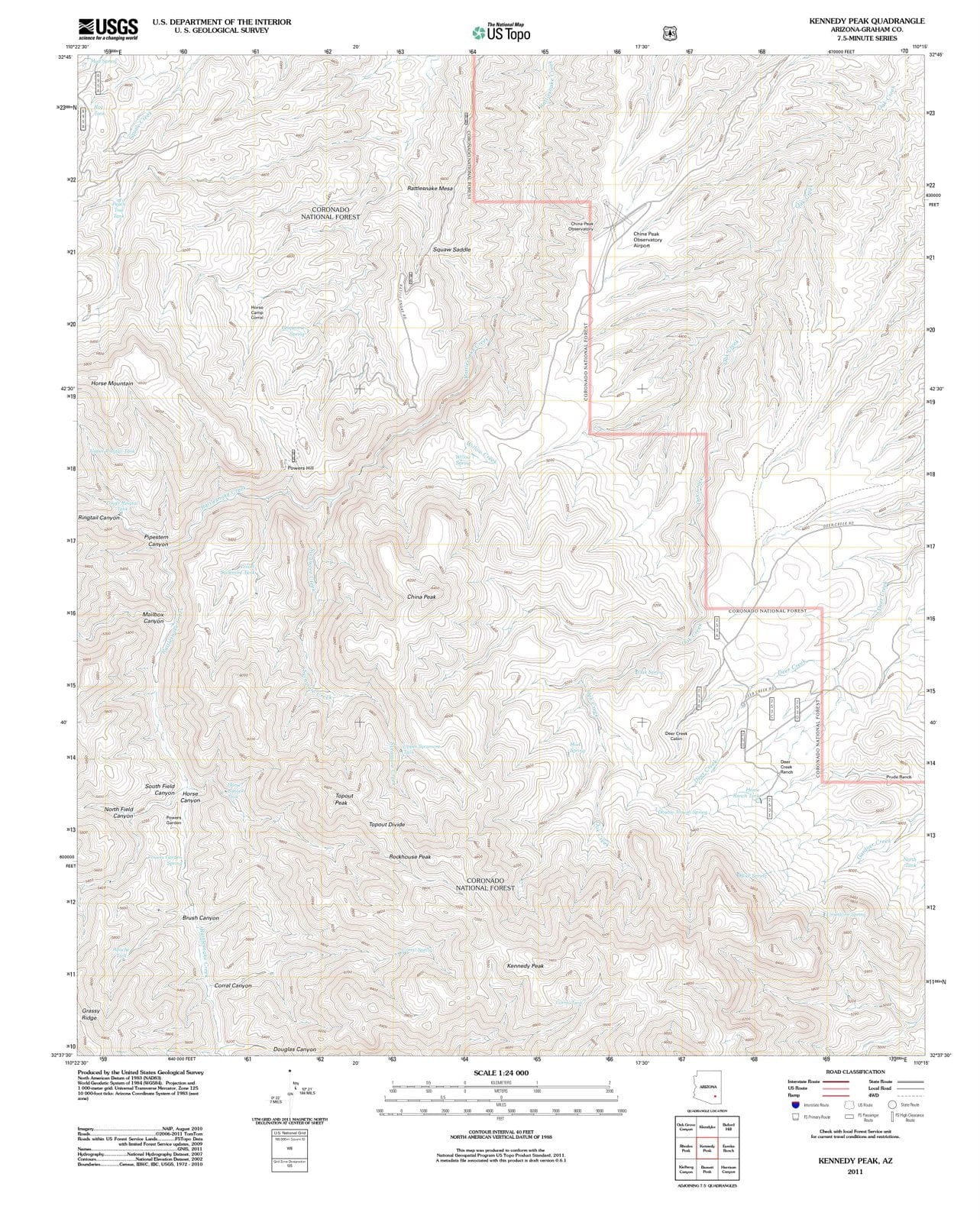 2011 Kennedy Peak, AZ - Arizona - USGS Topographic Map