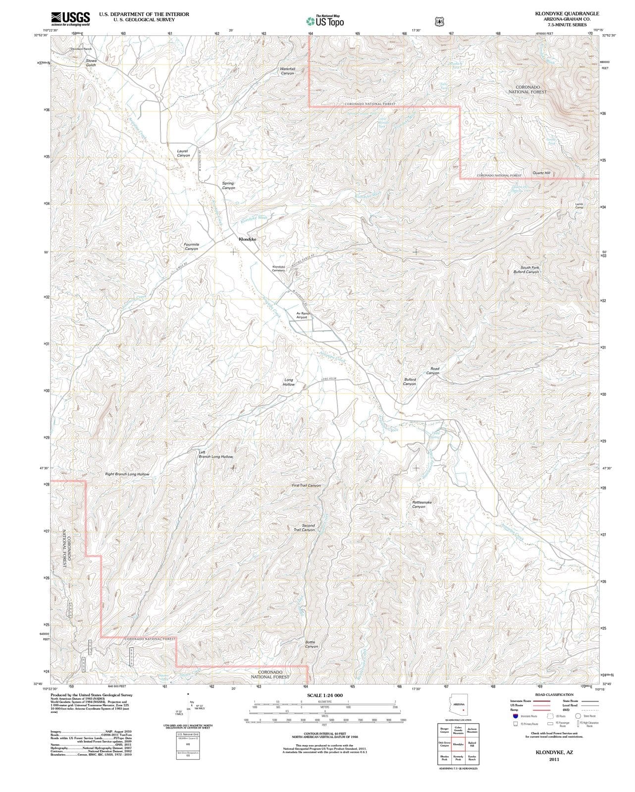 2011 Klondyke, AZ - Arizona - USGS Topographic Map