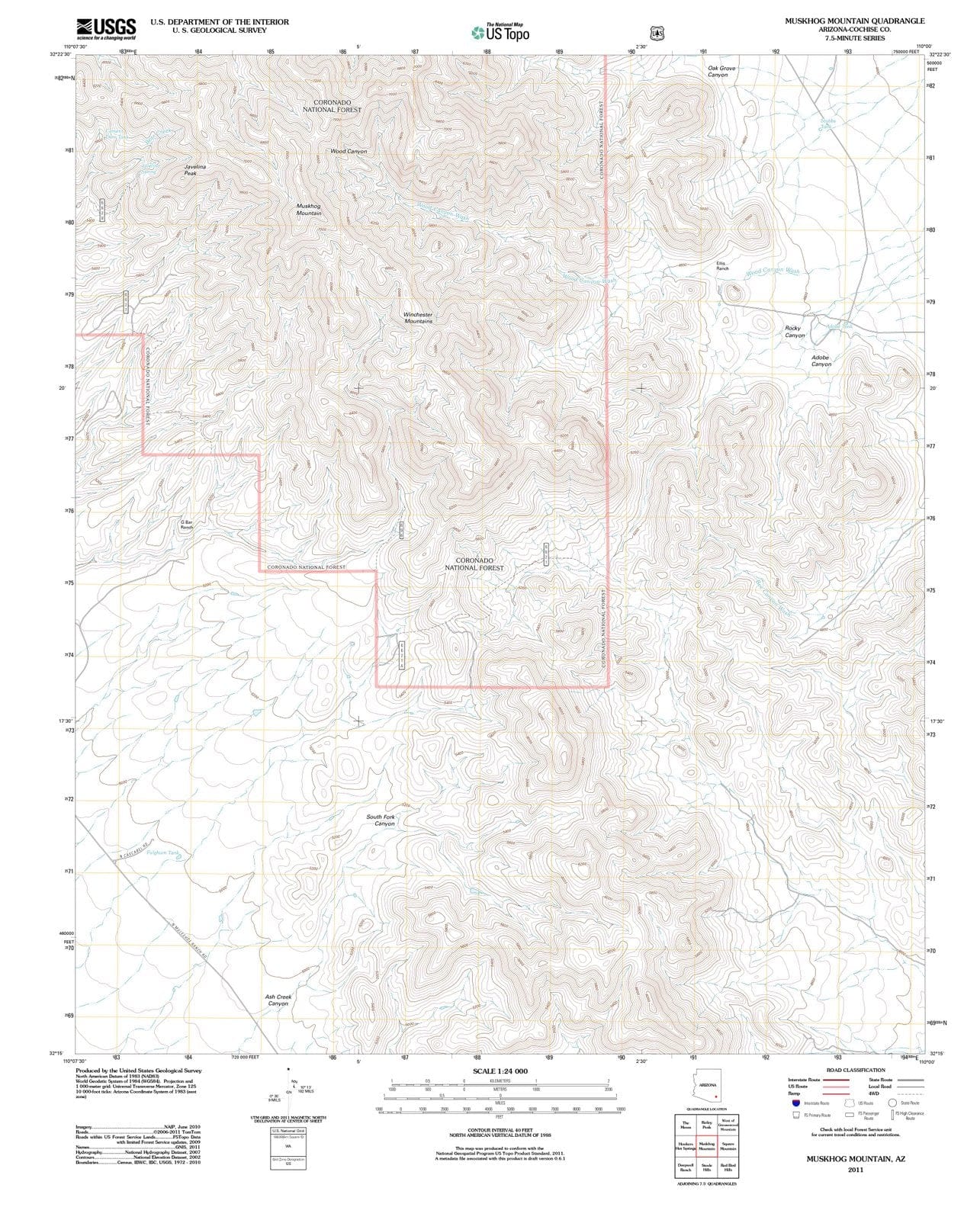 2011 Muskhog Mountain, AZ - Arizona - USGS Topographic Map