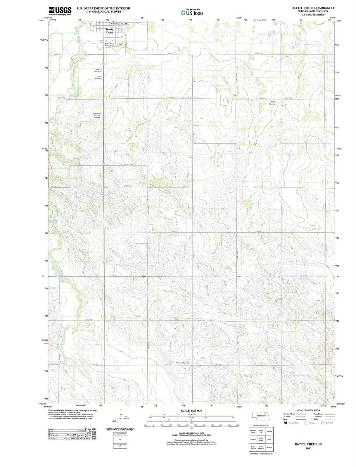 2011 Battle Creek, NE - Nebraska - USGS Topographic Map