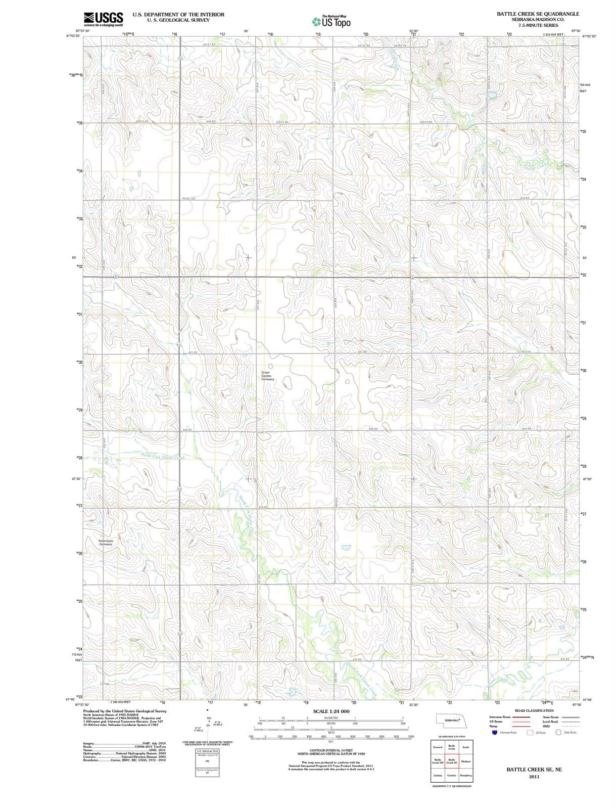 2011 Battle Creek, NE - Nebraska - USGS Topographic Map v2
