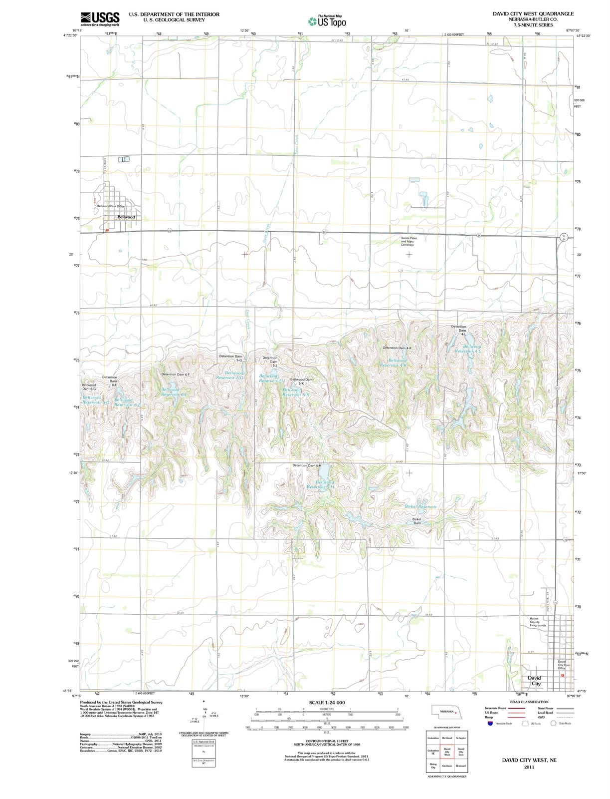 2011 David City West, NE - Nebraska - USGS Topographic Map