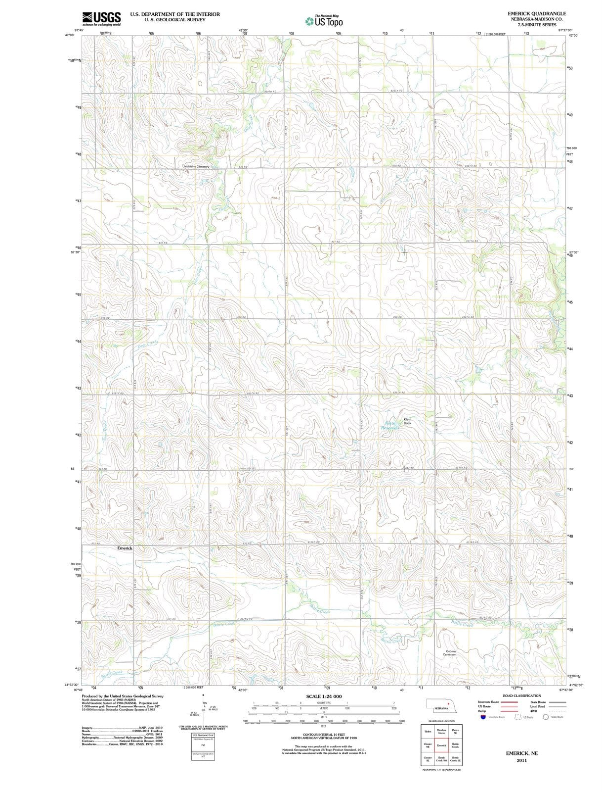 2011 Emerick, NE - Nebraska - USGS Topographic Map