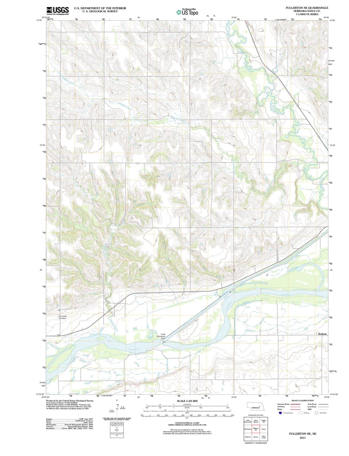 2011 Fullerton, NE - Nebraska - USGS Topographic Map v2