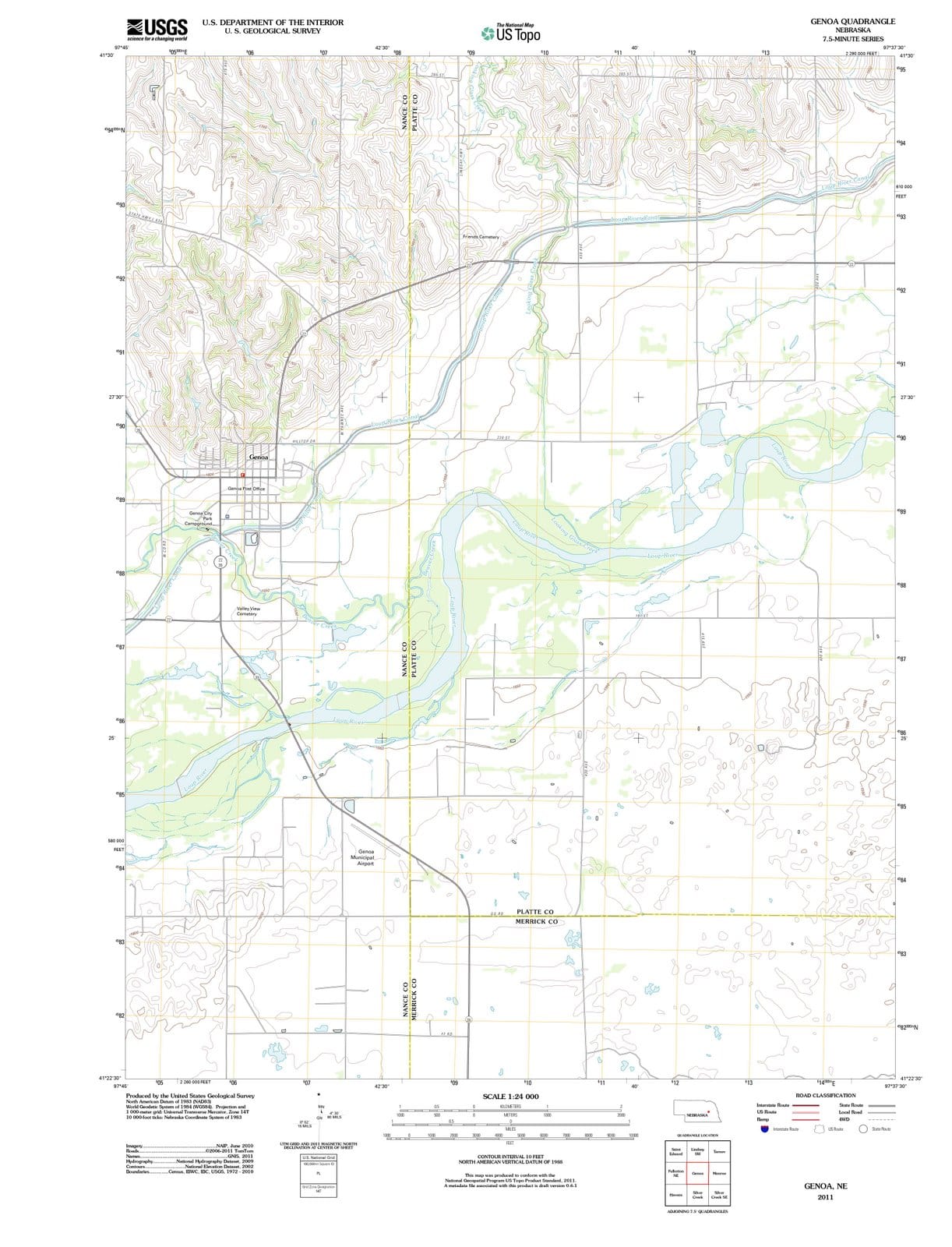2011 Genoa, NE - Nebraska - USGS Topographic Map