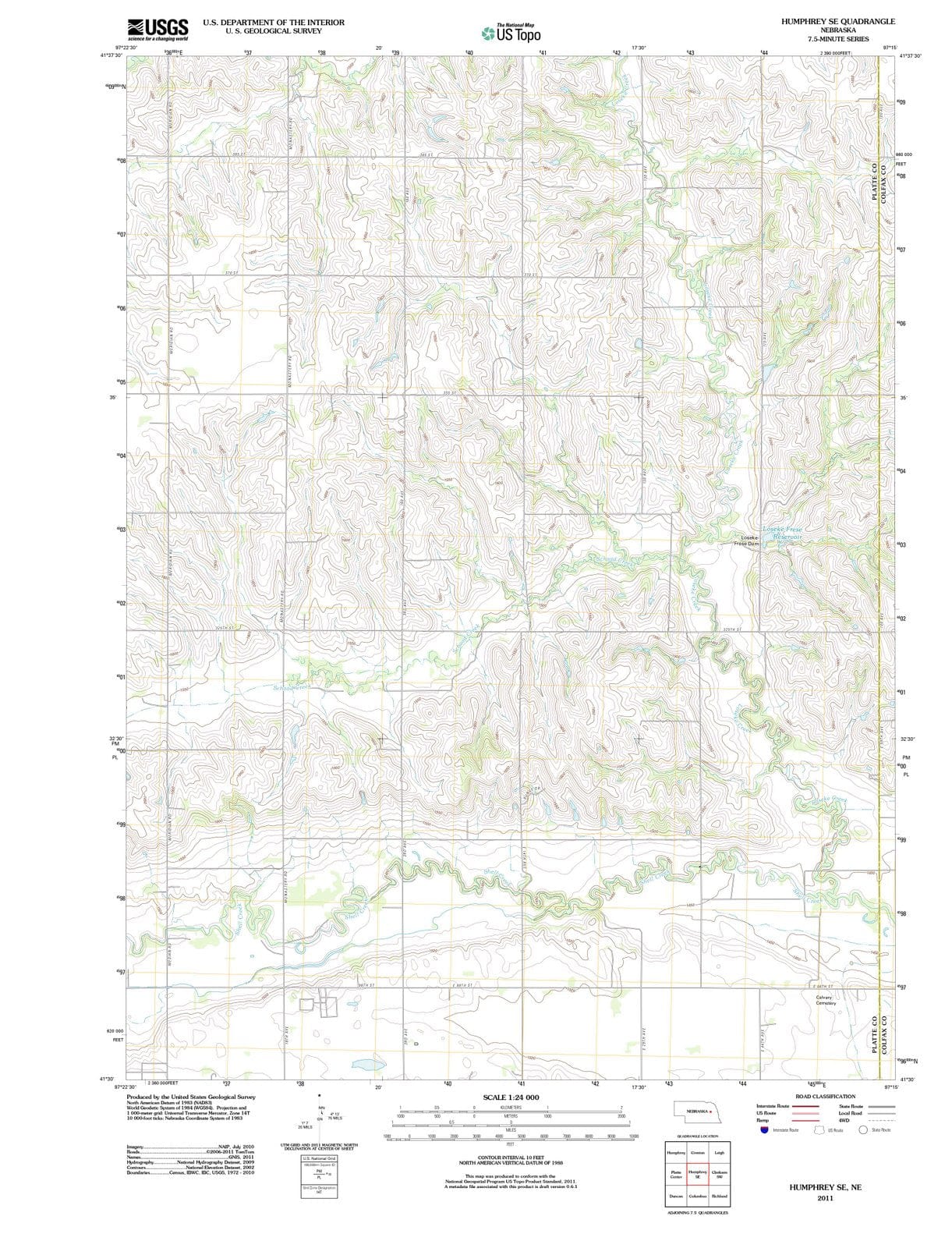 2011 Humphrey, NE - Nebraska - USGS Topographic Map v2