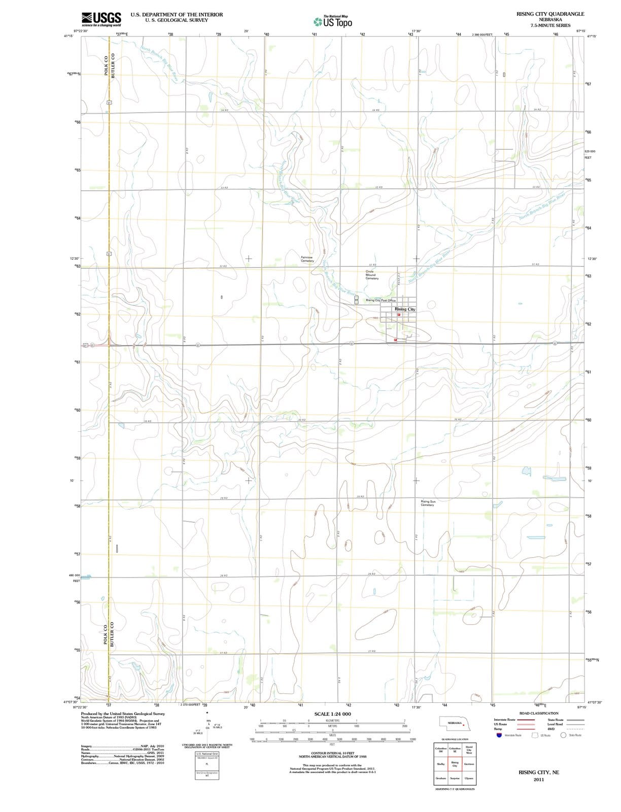 2011 Rising City, NE - Nebraska - USGS Topographic Map