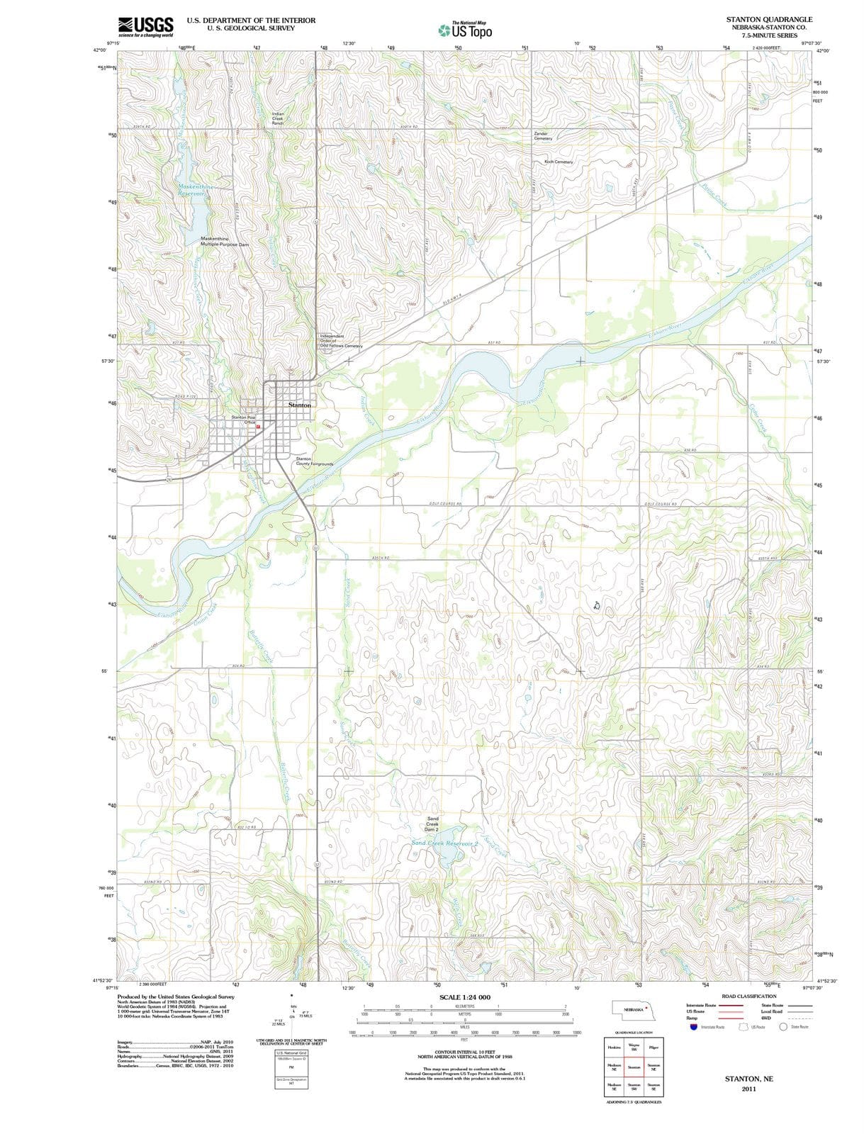 2011 Stanton, NE - Nebraska - USGS Topographic Map