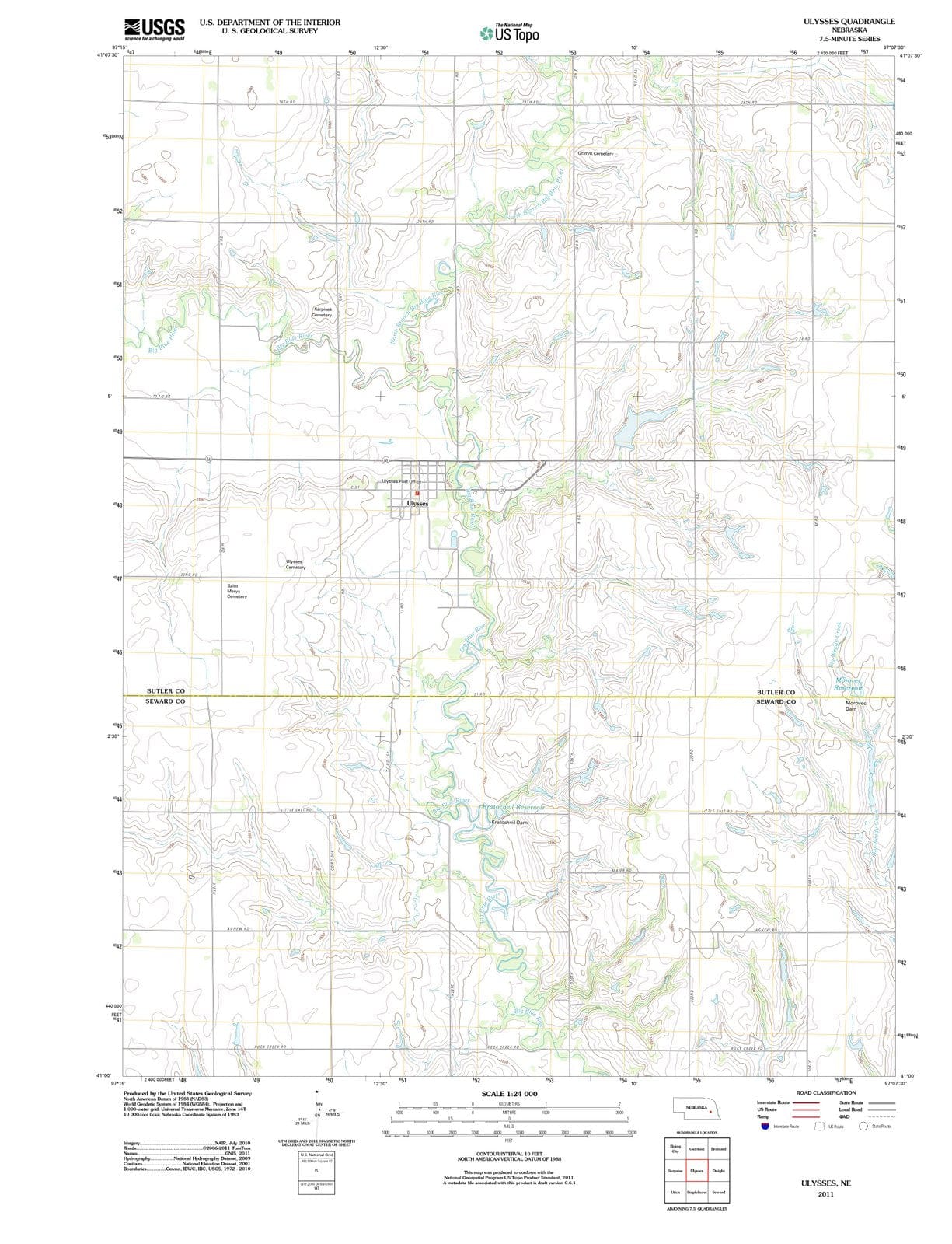 2011 Ulysses, NE - Nebraska - USGS Topographic Map