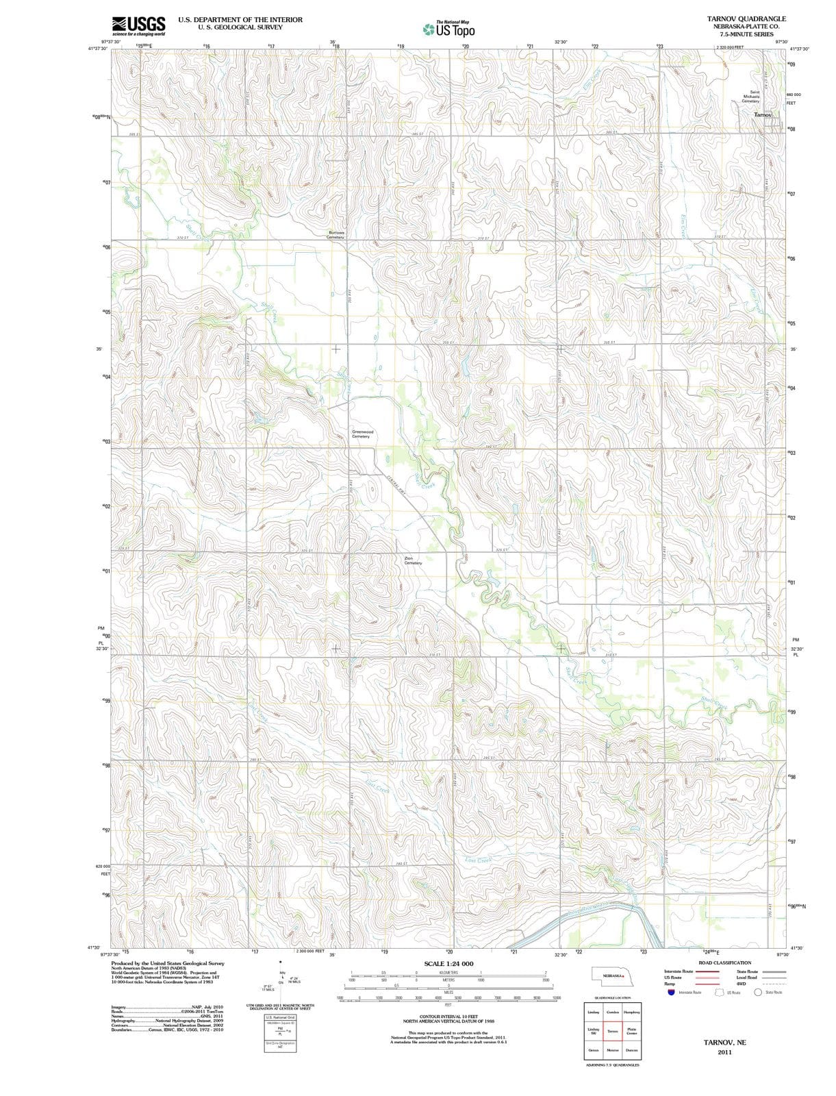 2011 Tarnov, NE - Nebraska - USGS Topographic Map