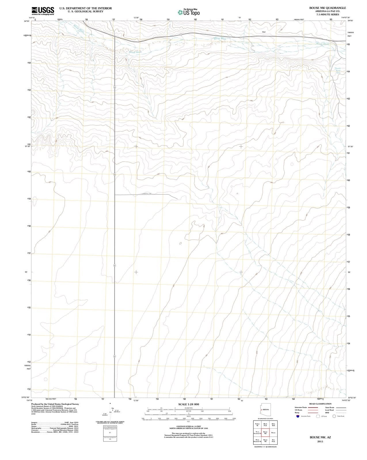 2011 Bouse, AZ - Arizona - USGS Topographic Map v2