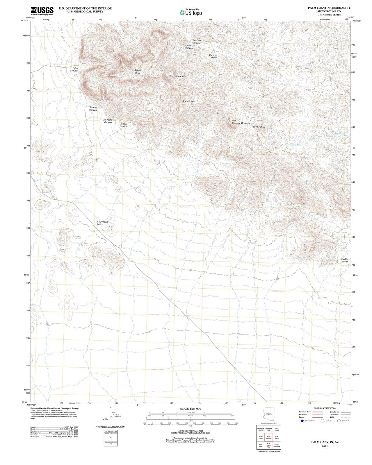 2011 Palm Canyon, AZ - Arizona - USGS Topographic Map