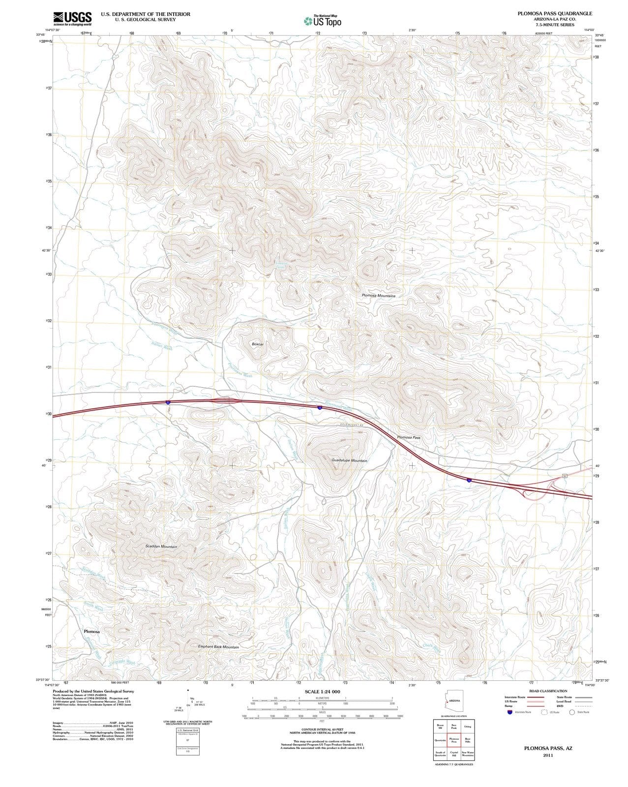 2011 Plomosa Pass, AZ - Arizona - USGS Topographic Map