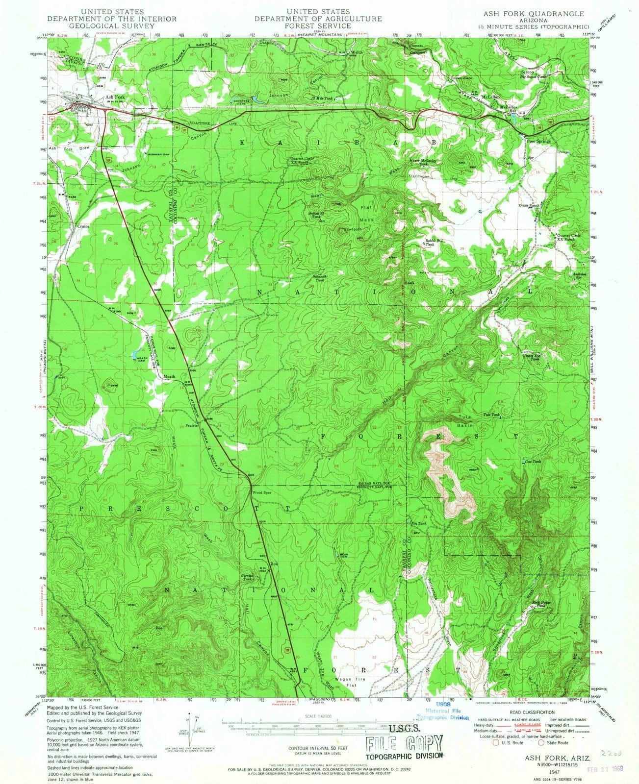 1947 Ash Fork, AZ - Arizona - USGS Topographic Map