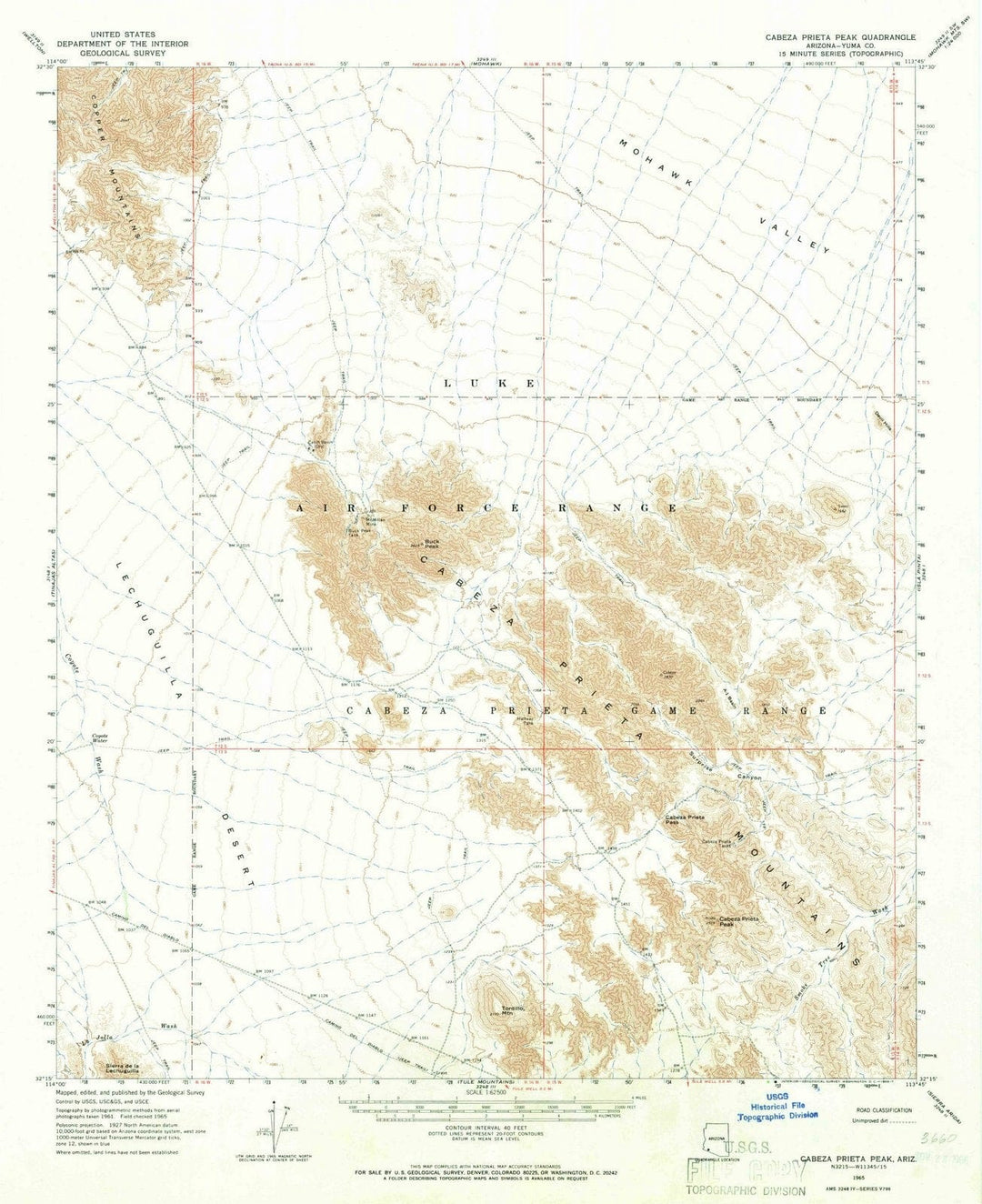 1965 Cabeza Prieta Peak, AZ - Arizona - USGS Topographic Map