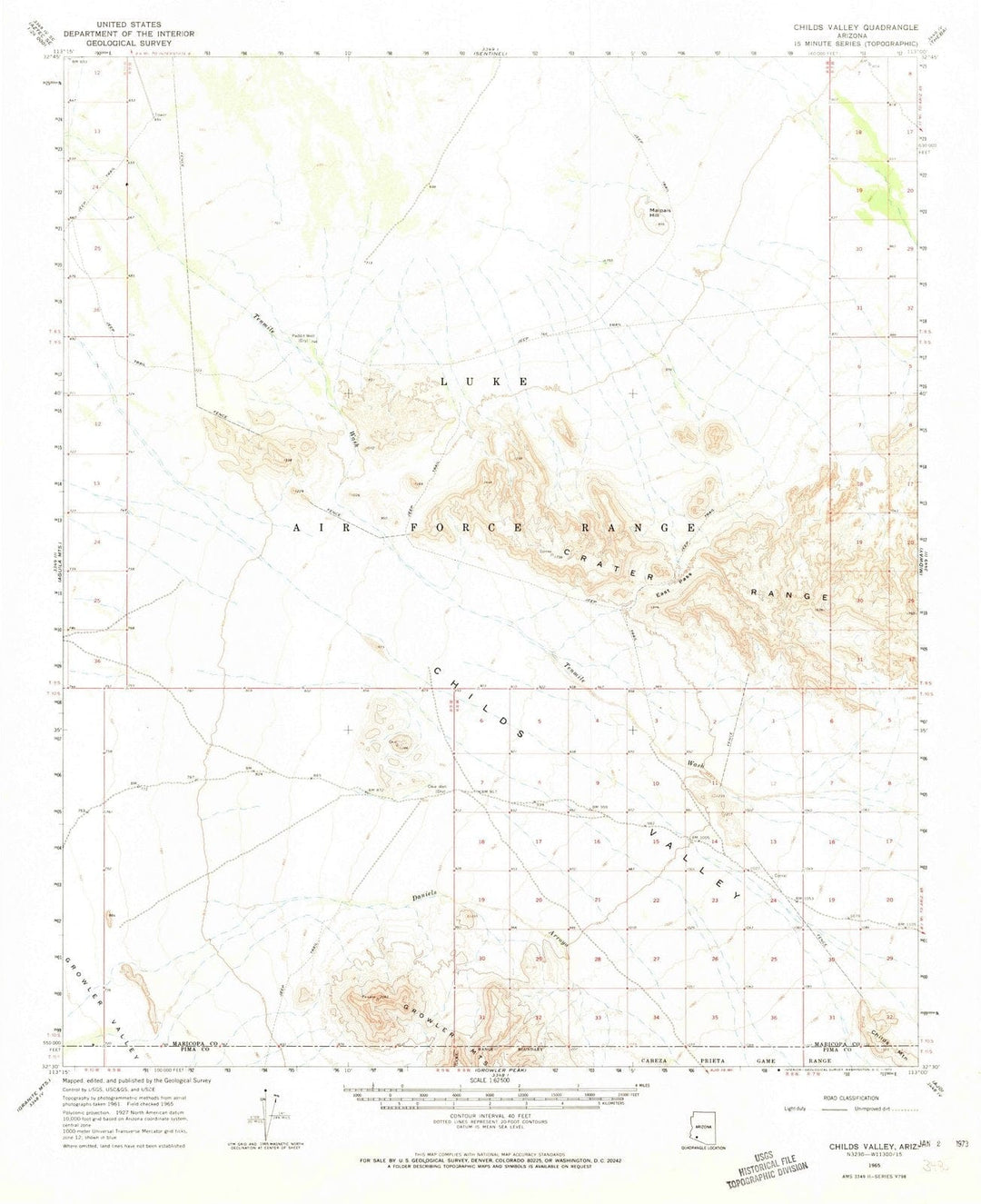 1965 Childs Valley, AZ - Arizona - USGS Topographic Map